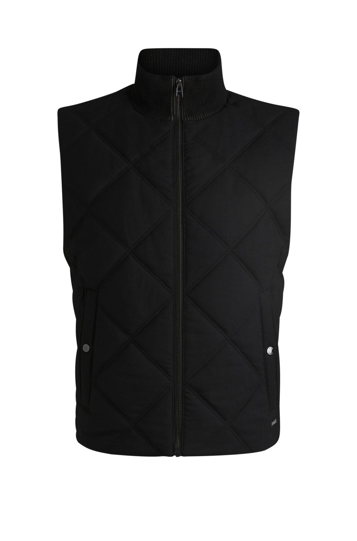 Diamond-quilted gilet with ribbed-cotton trims Product Image