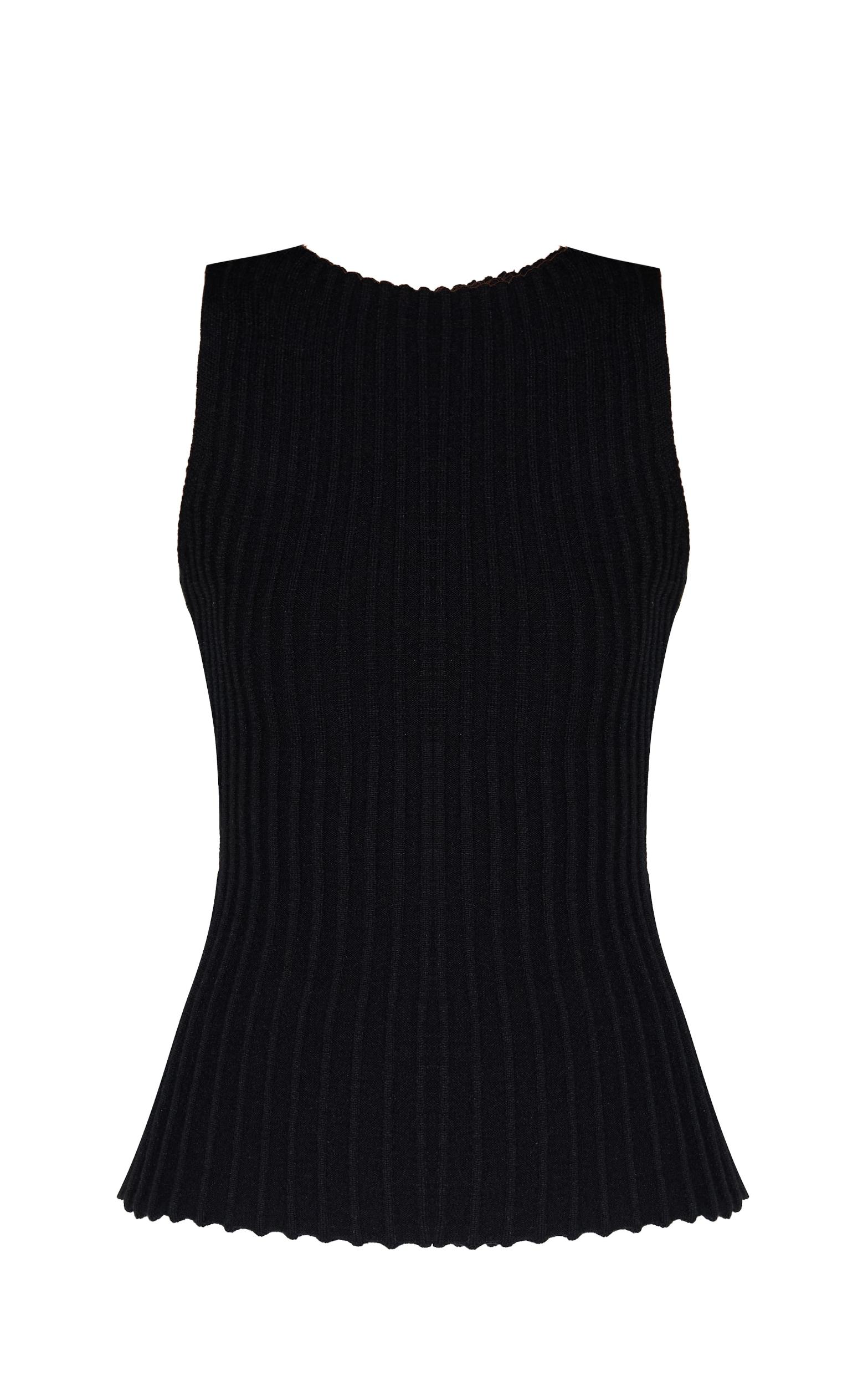 Black Knit Boat Neck Peplum Top Product Image