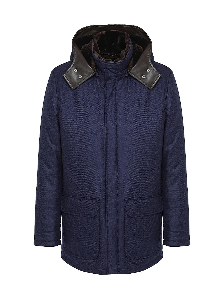 Mens Wool and Cashmere Blend Parka with Shearling Lining Product Image