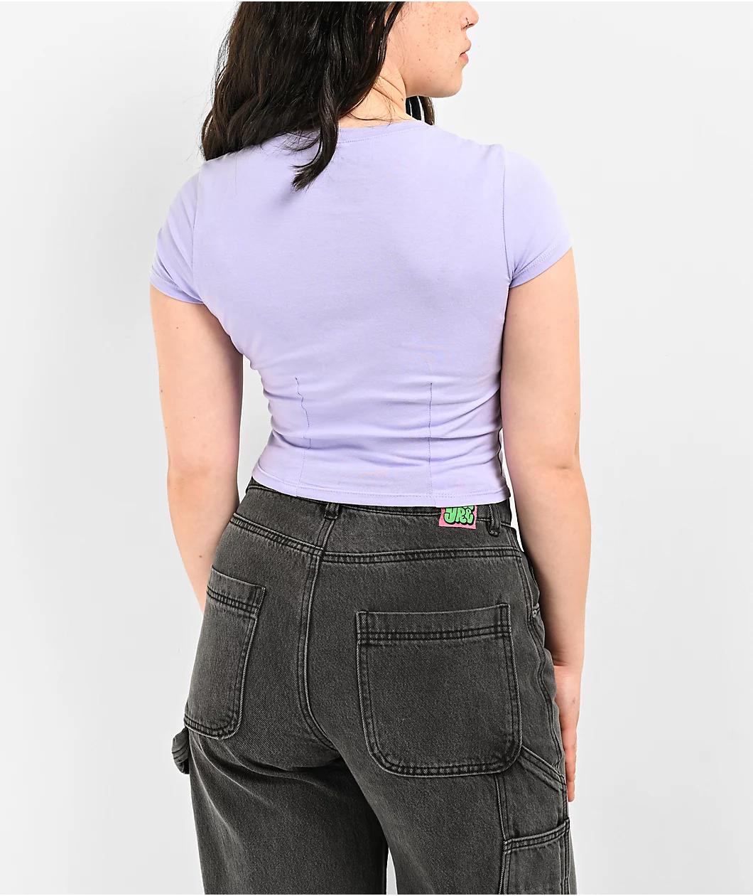 Empyre Rhinestone Gothic Purple Crop T-Shirt Product Image