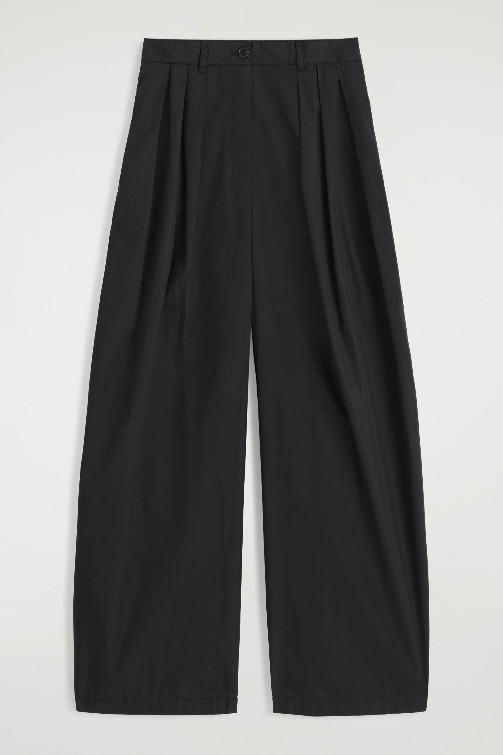 PLEATED COTTON WIDE-LEG PANTS Product Image