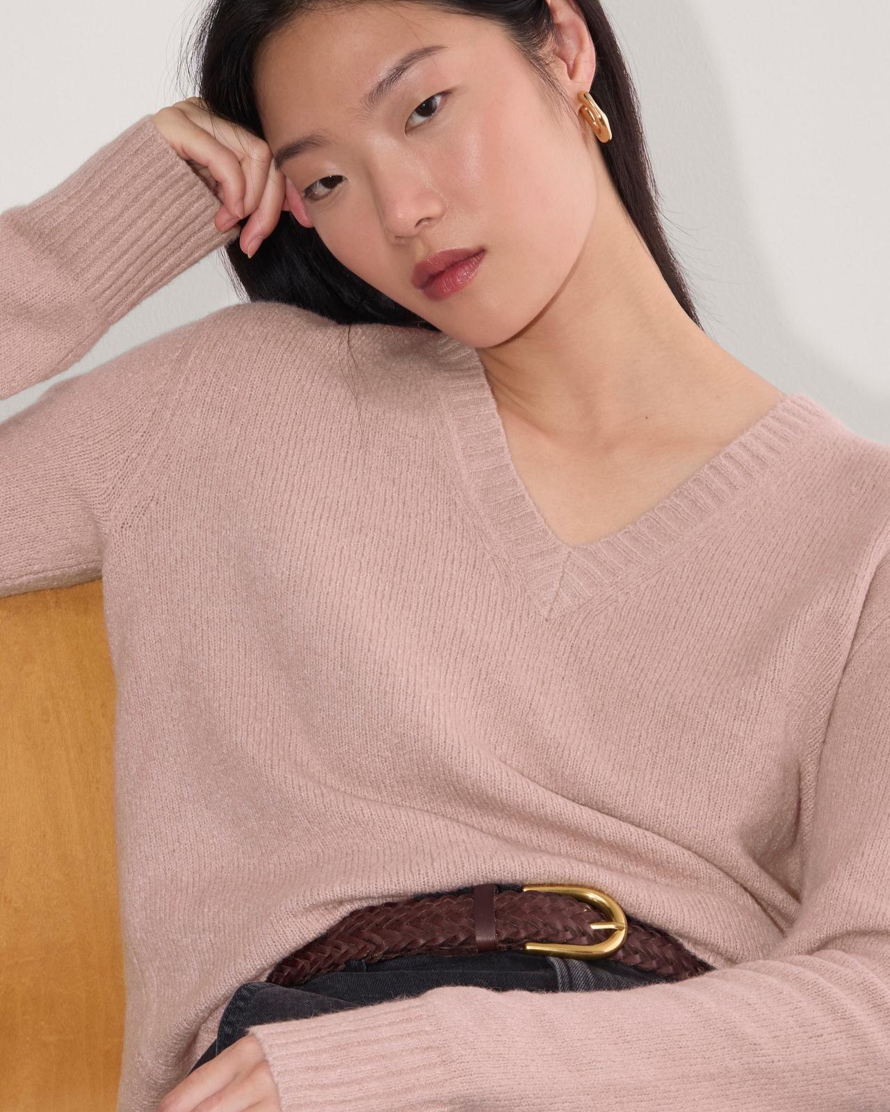 The V-Neck Sweater in Plush Cotton Product Image