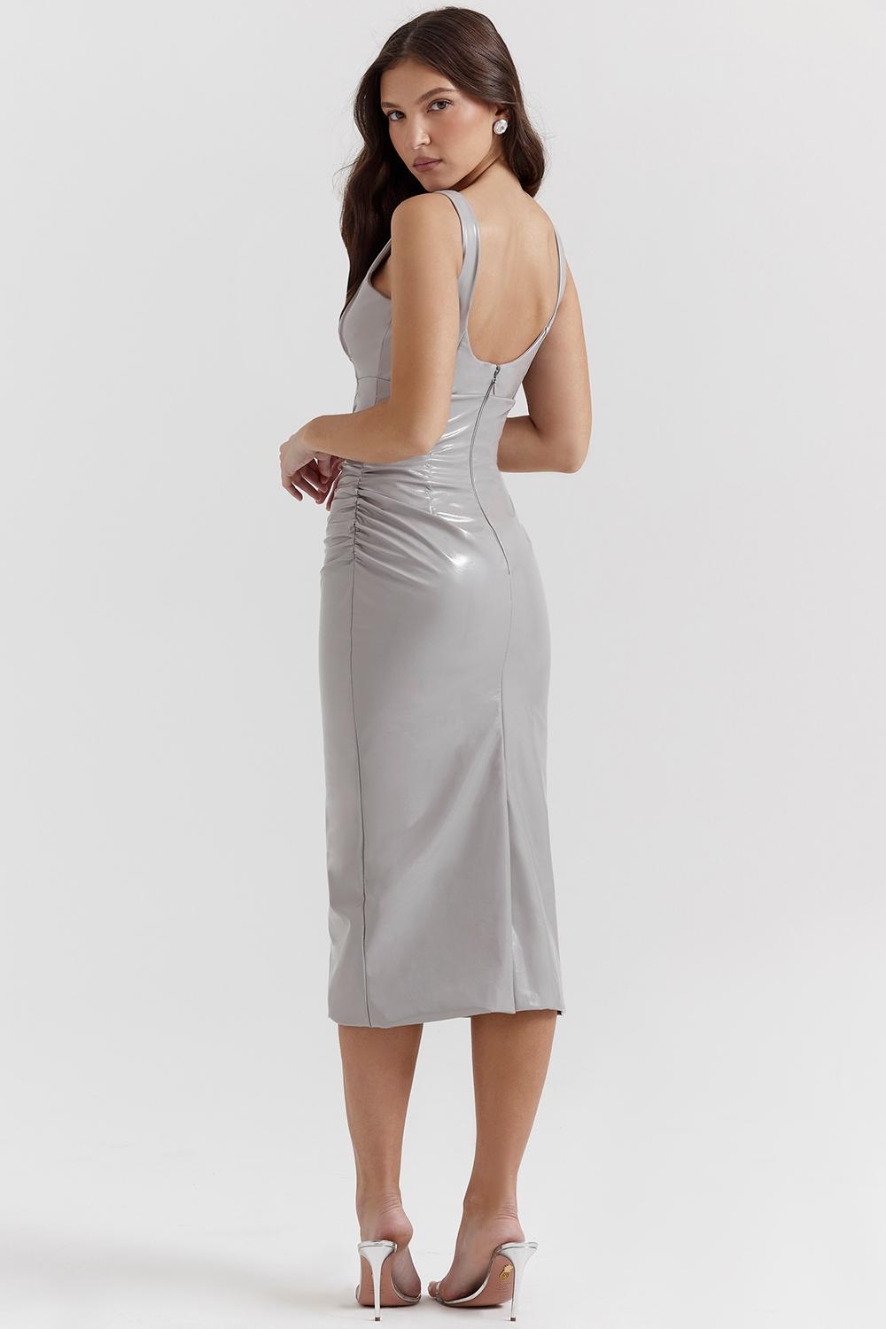 Madeleine  violet ice vinyl midi dress Product Image