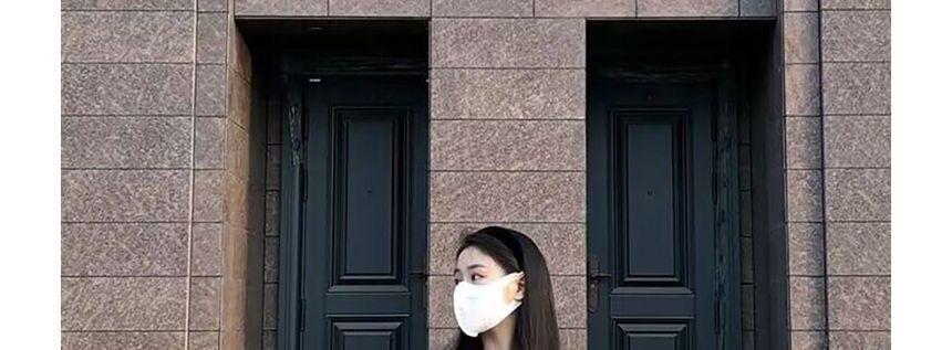 Maternity Cap-Sleeve Square Neck Plain Blouse / High Rise Slit Midi A-Line Skirt / Set Product Image