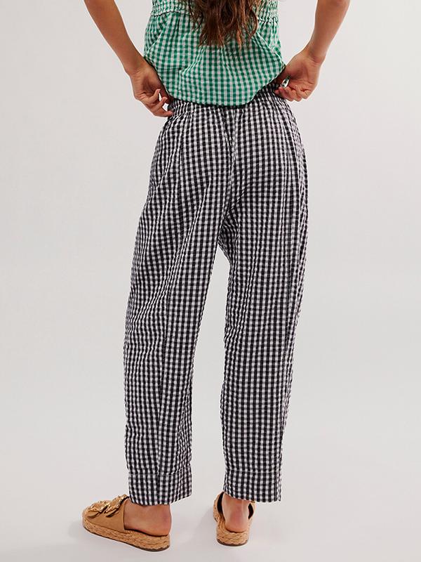 Loose Plaid Pockets Split-Joint Pants Trousers Product Image