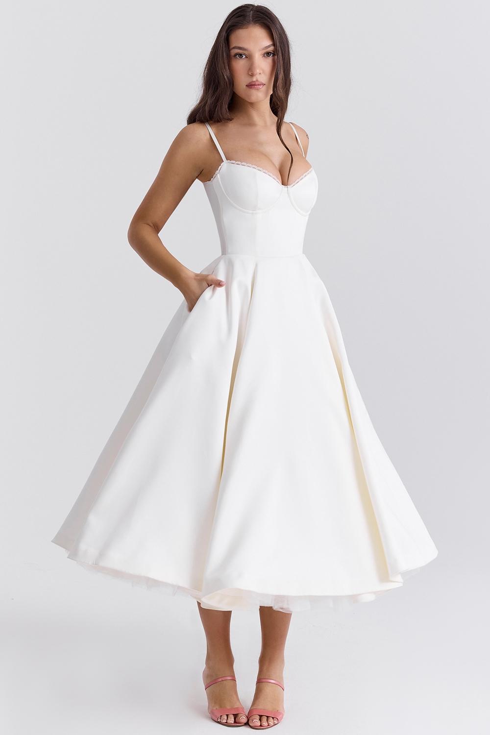Mademoiselle  white tulle midi dress Product Image