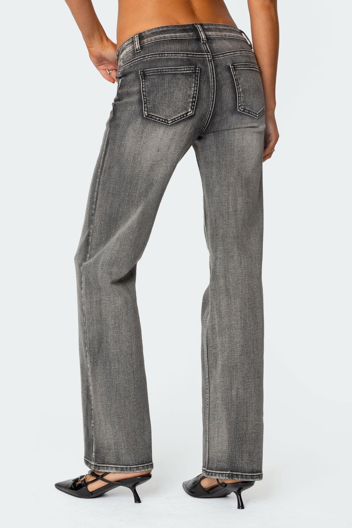 Boot Cut Washed Low Rise Jeans Product Image