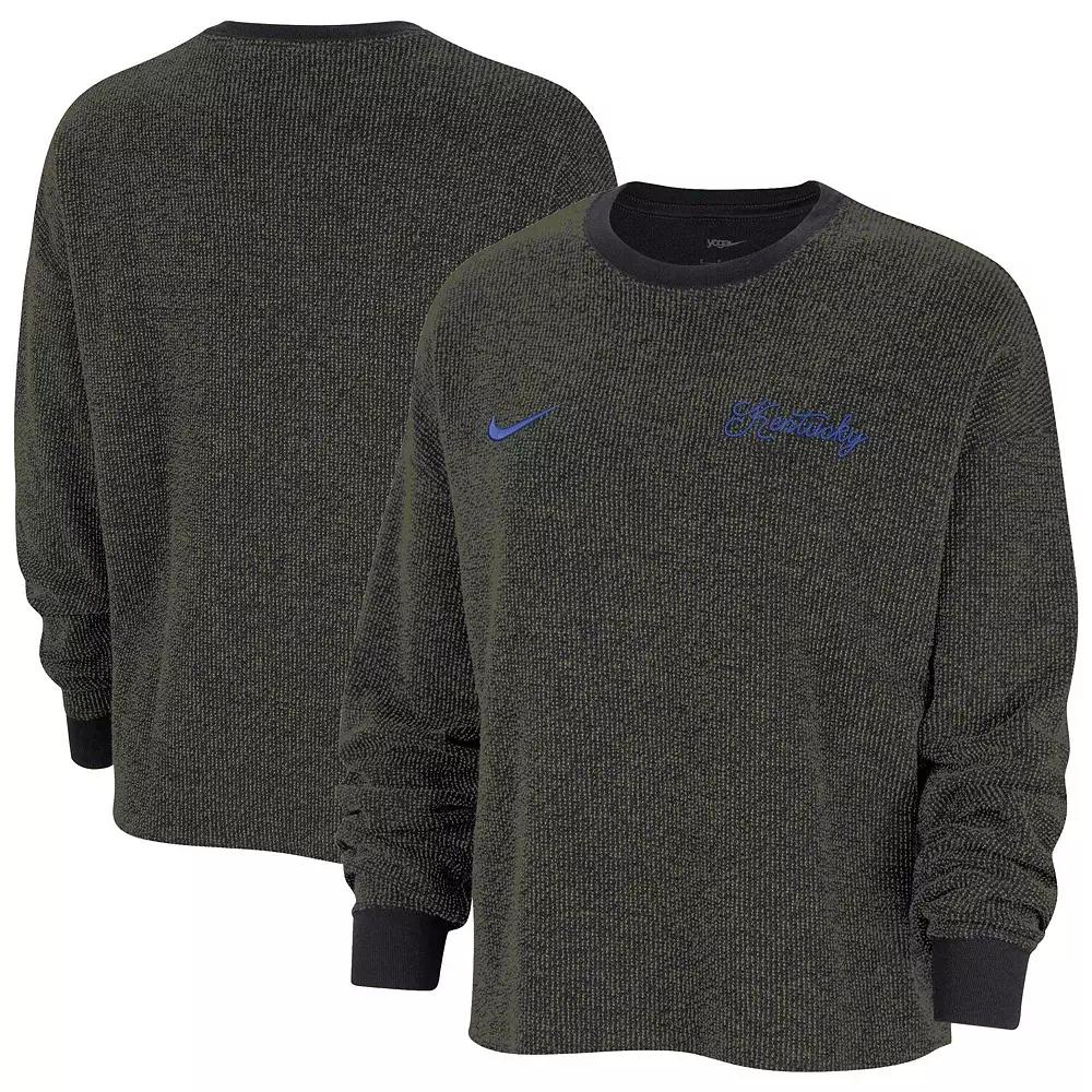 Women's Nike  Black Kentucky Wildcats Yoga Script Pullover Sweatshirt, Size: XS Product Image