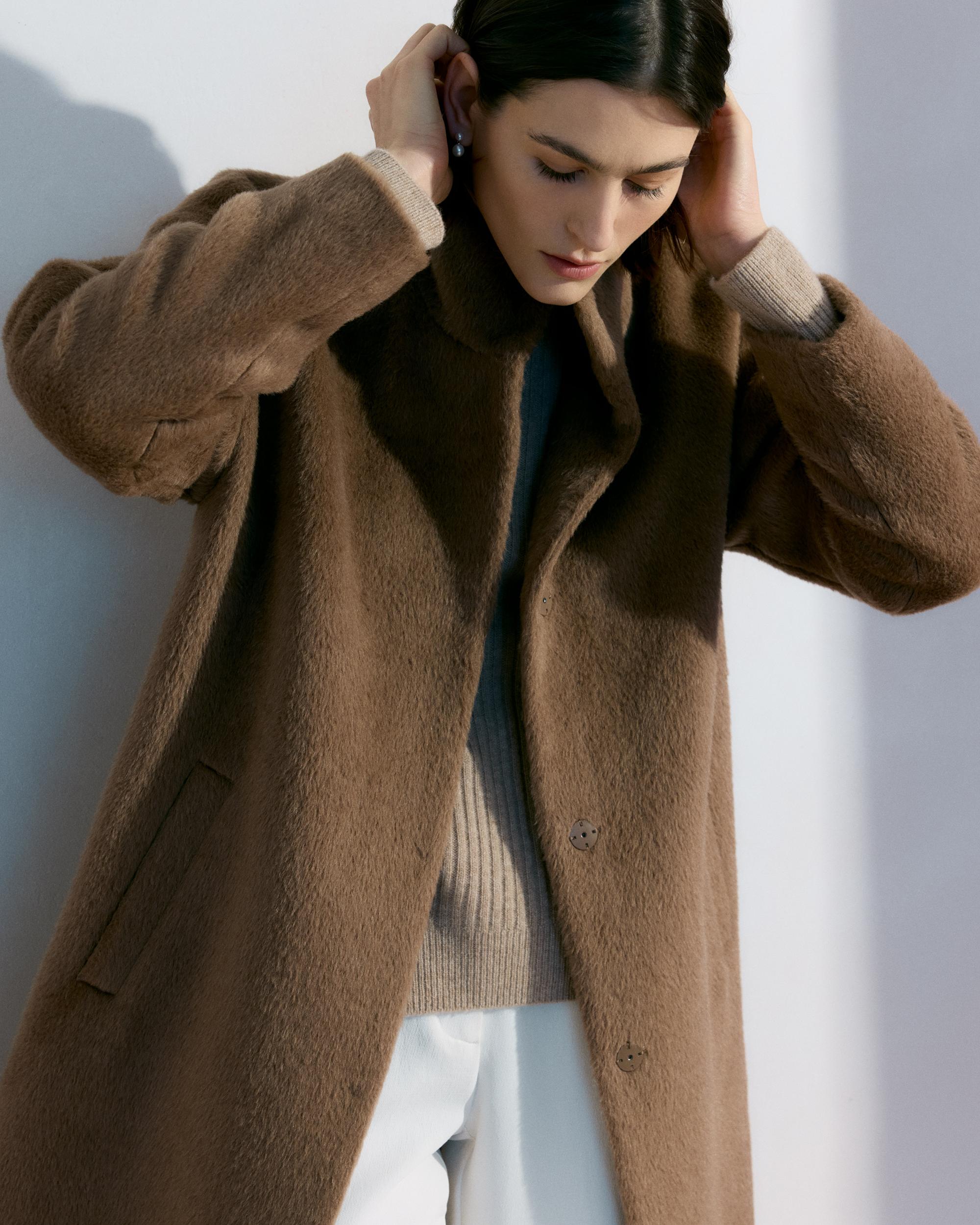 Quince | Women's Alpaca-Wool Stand Collar Coat Product Image