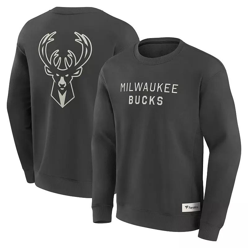 Men's Fanatics Gray Milwaukee Bucks Elements Future Ground Lettering Pullover Sweatshirt,  Product Image