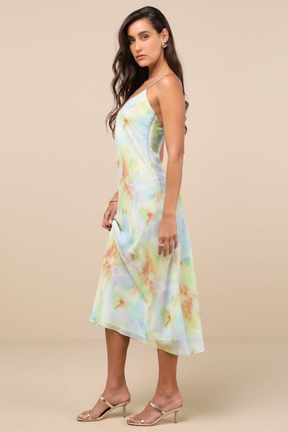 Akhila Light Blue Multi Tie-Dye Sleeveless Midi Dress Product Image