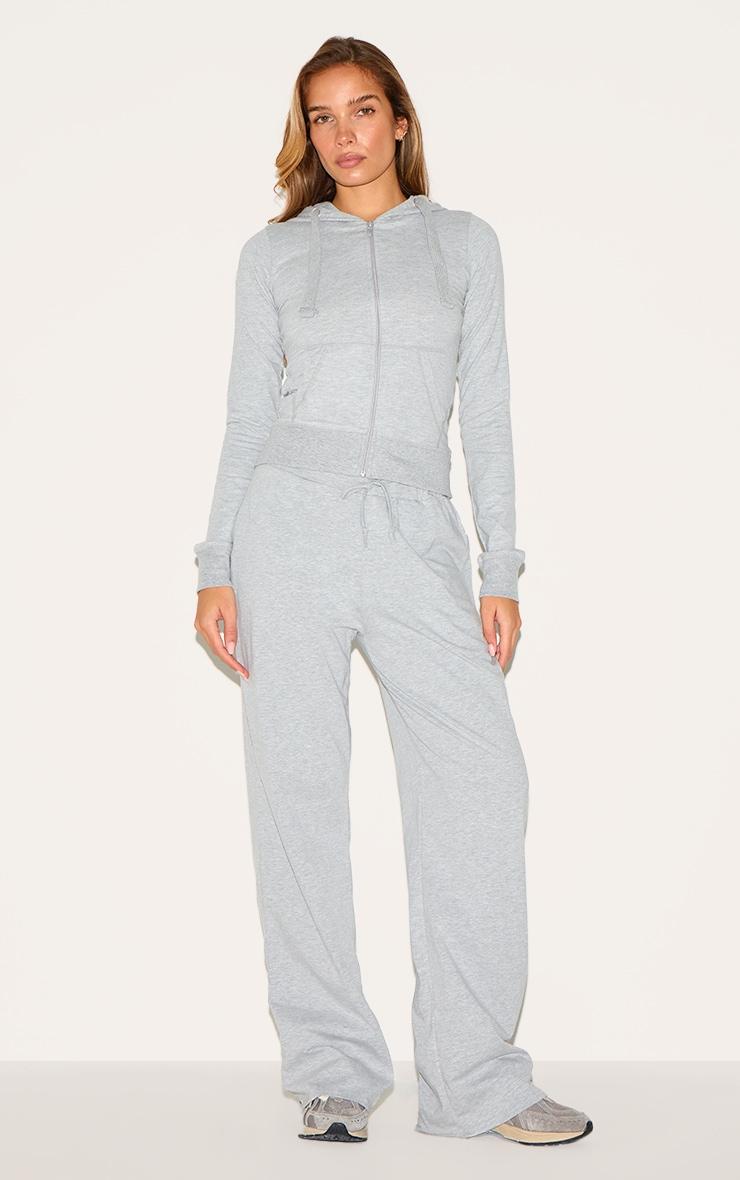 Grey Marl Zip Up Fitted Track Top Product Image