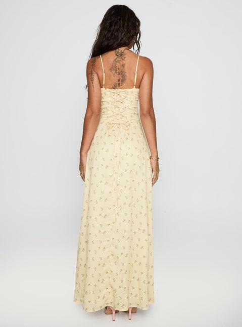 Members Only Maxi Dress Yellow Floral Product Image