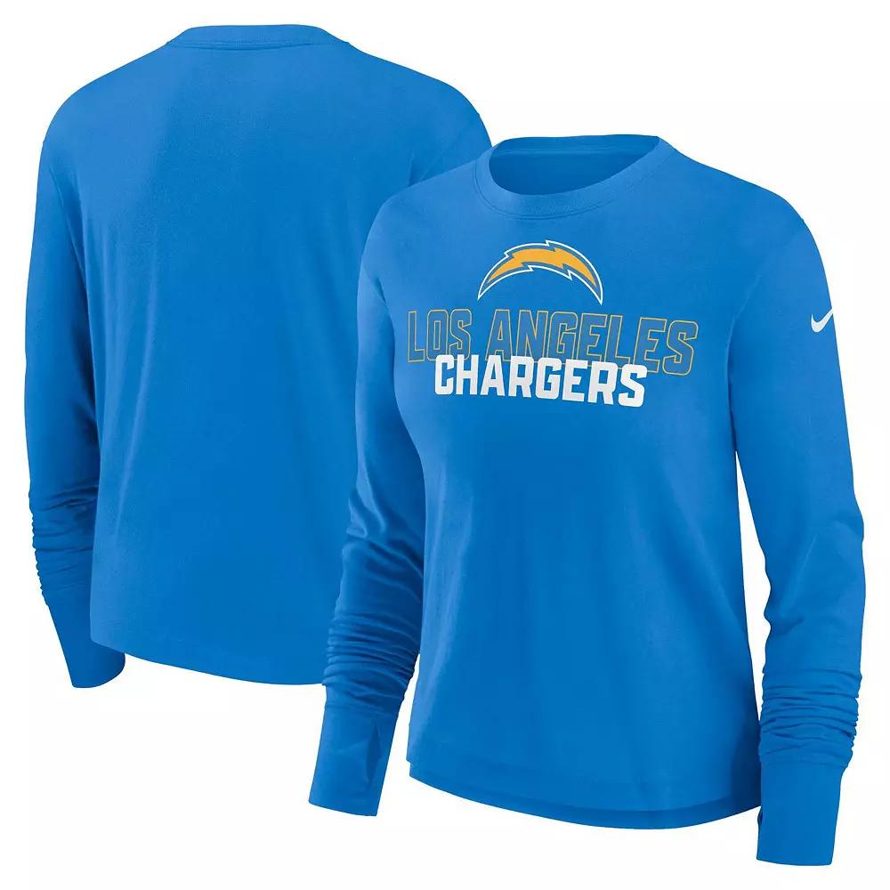 Women's Nike Powder Blue Los Angeles Chargers High Hip Performance Long Sleeve T-Shirt,  Product Image