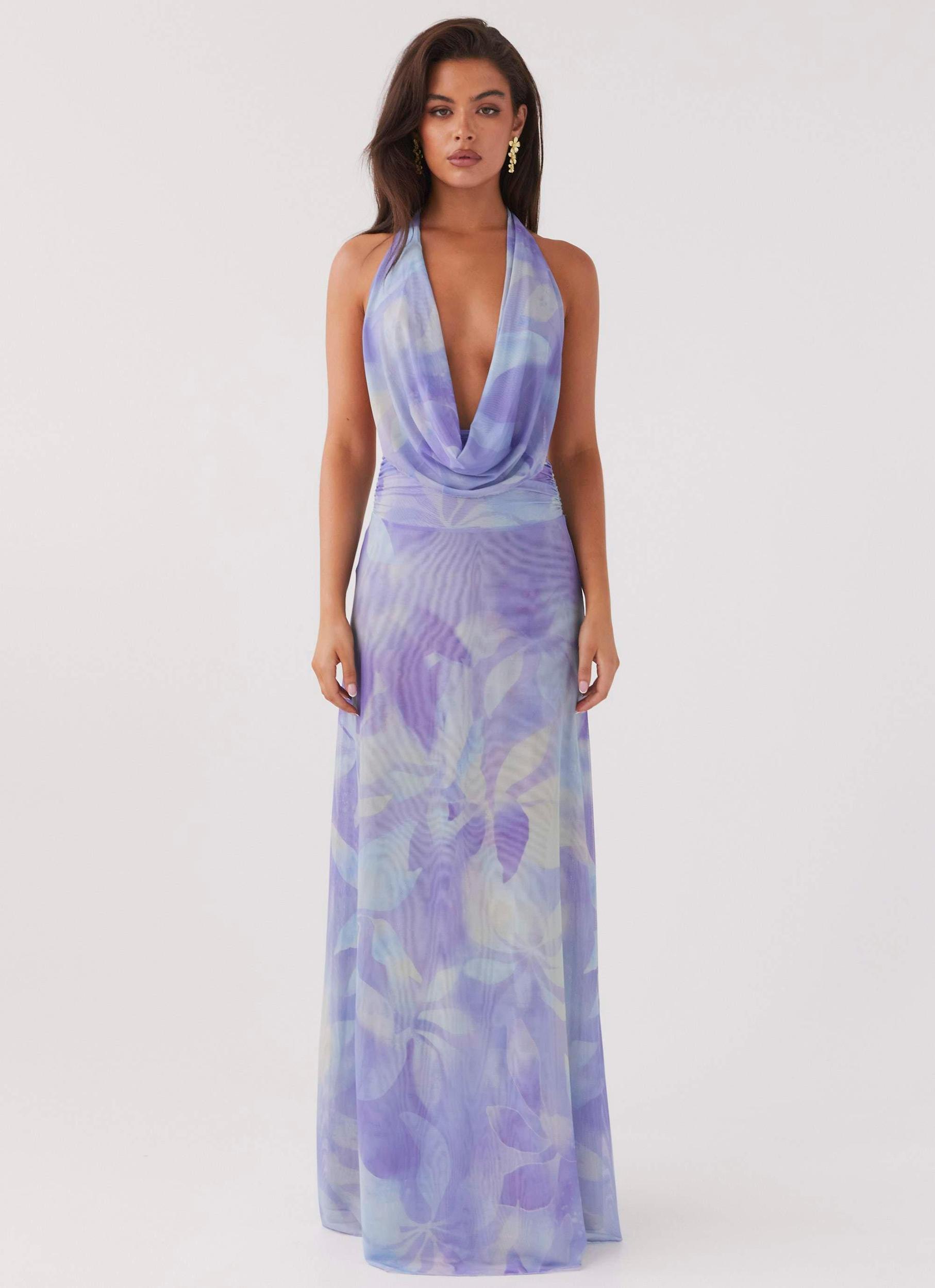 Elysia Mesh Maxi Dress - Purple Rain Product Image