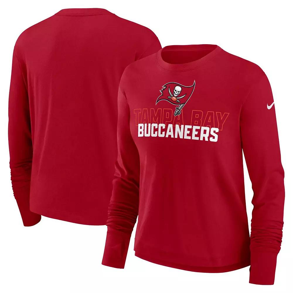 Women's Nike Red Tampa Bay Buccaneers Modest Crop Performance Long Sleeve T-Shirt,  Product Image