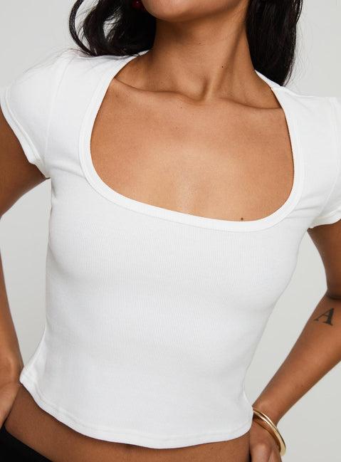 Baseline Square Neck Rib Top White Product Image