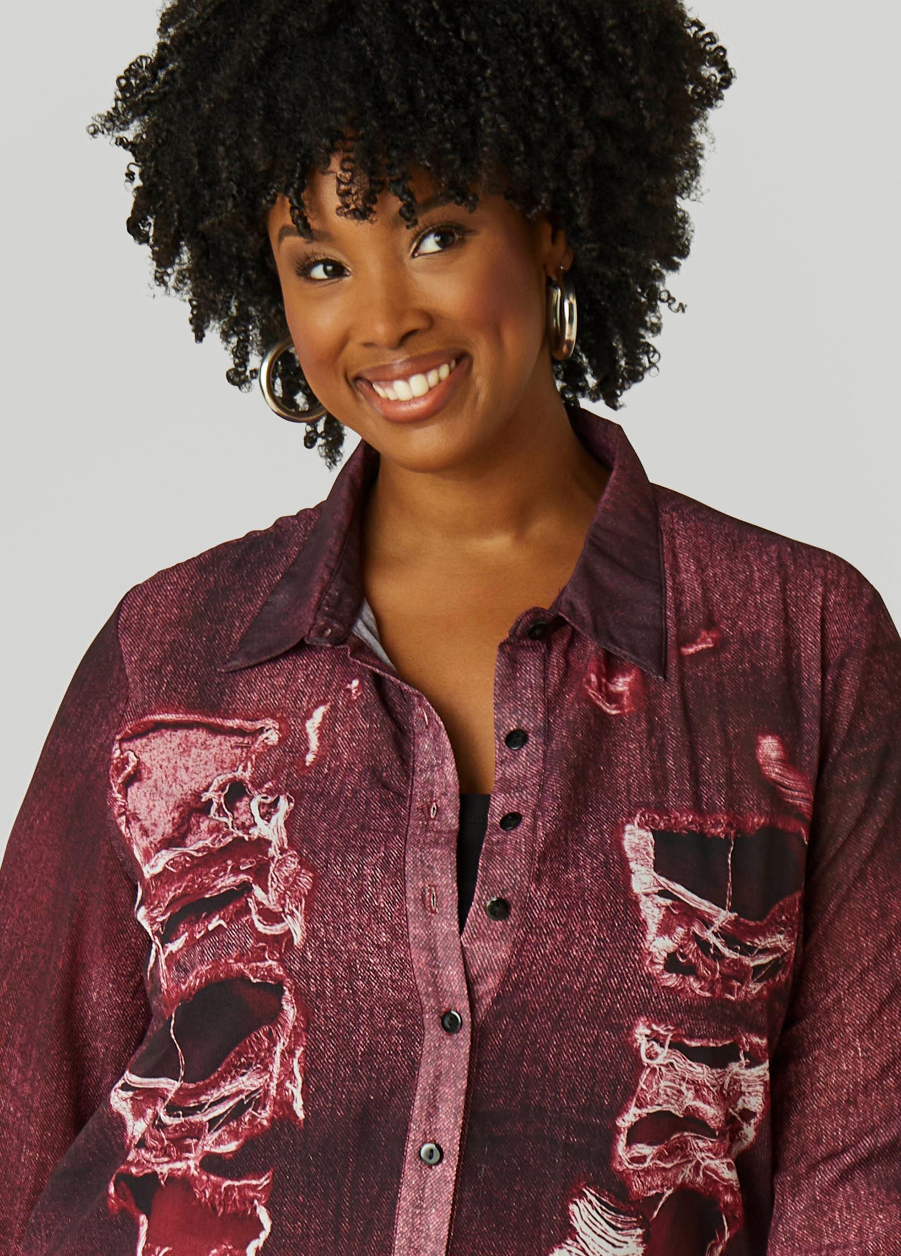 Plus Size Denim Print Leggings Ashley Stewart Product Image