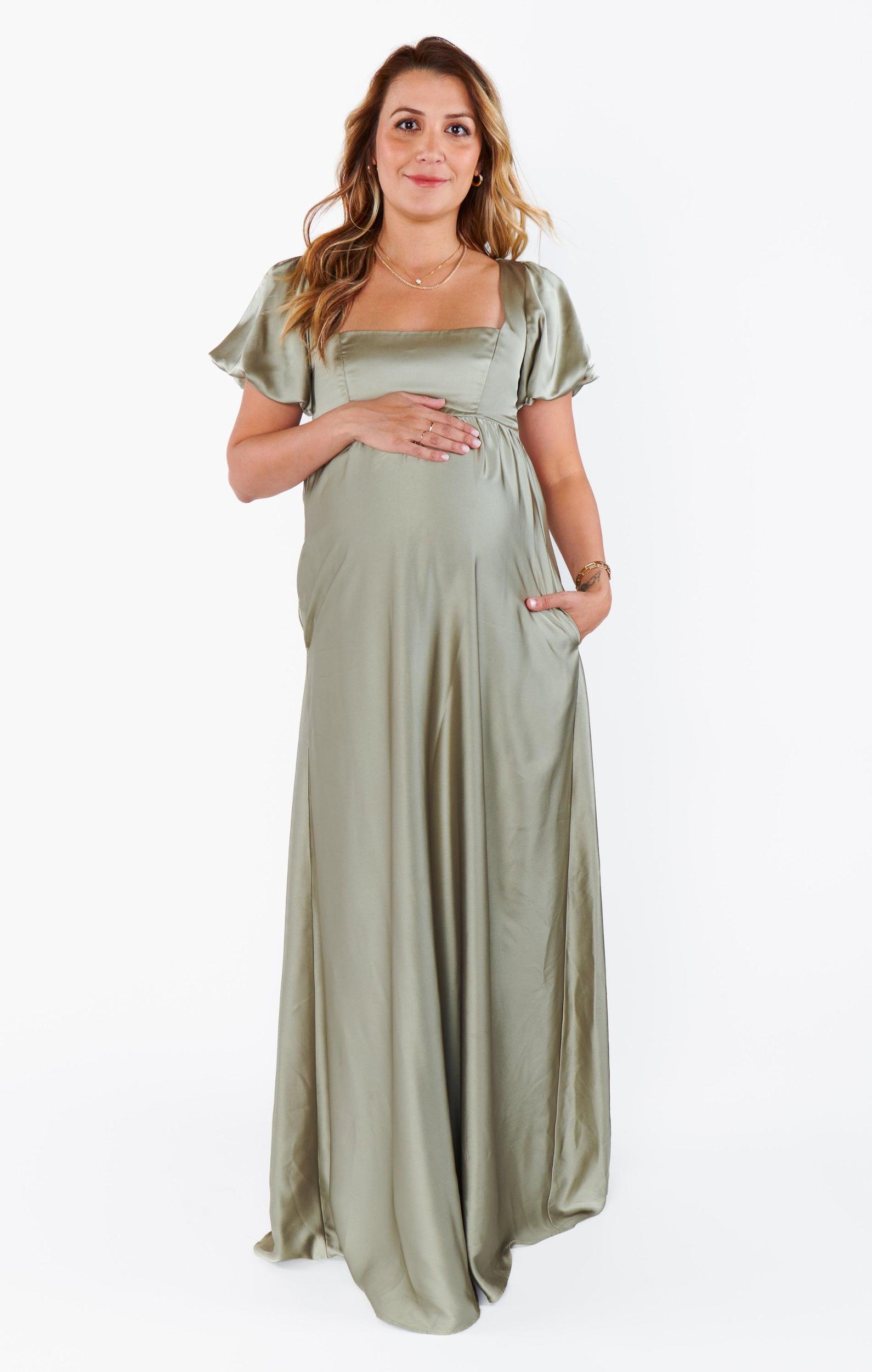 Nora Maxi Dress ~ Moss Green Luxe Satin Product Image