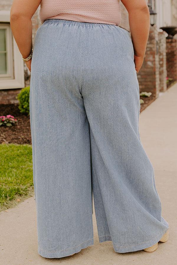The Olive High Waist Wide Leg Chambray Pants Curves Product Image