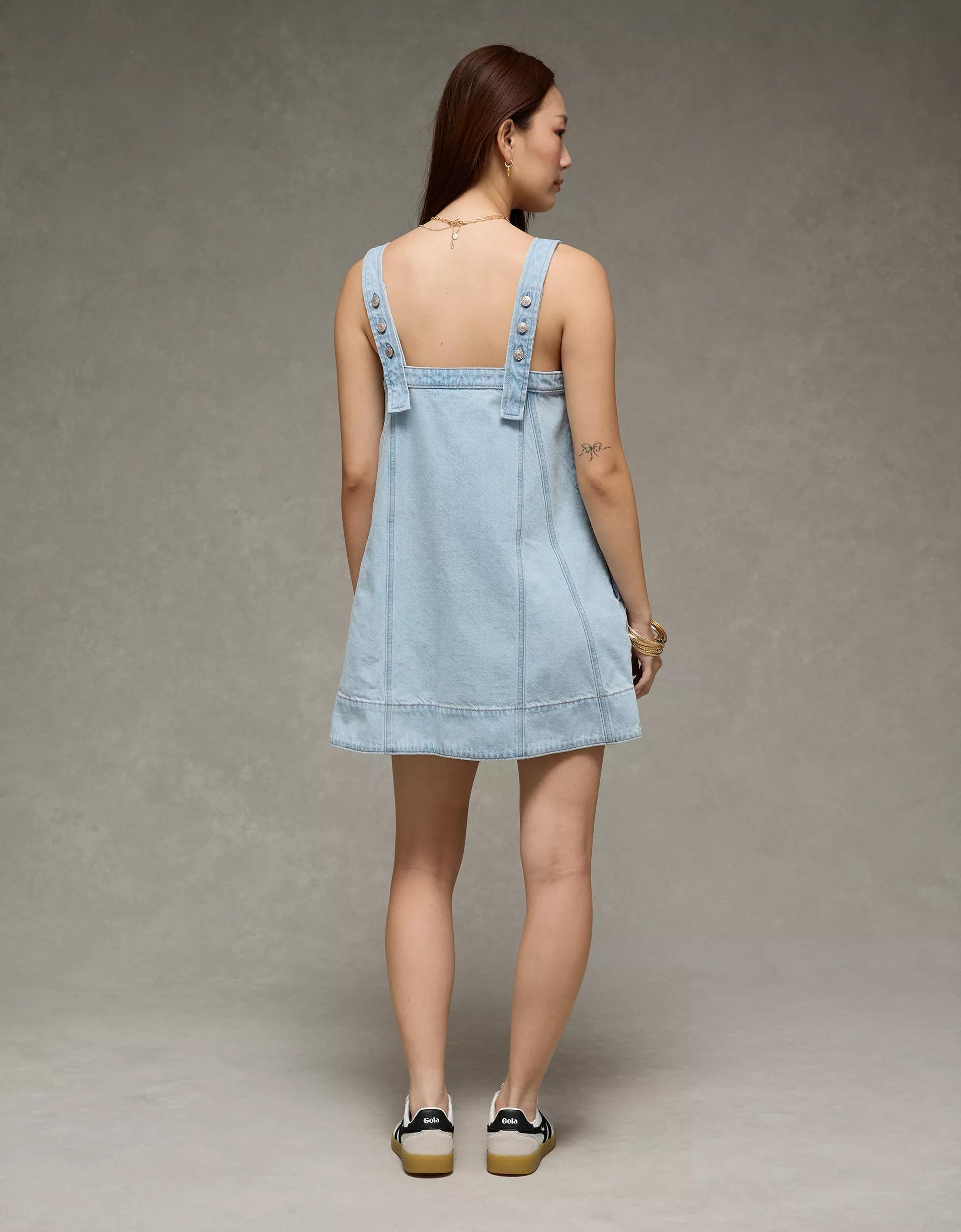 AE Square Neck Denim Shift Dress Product Image