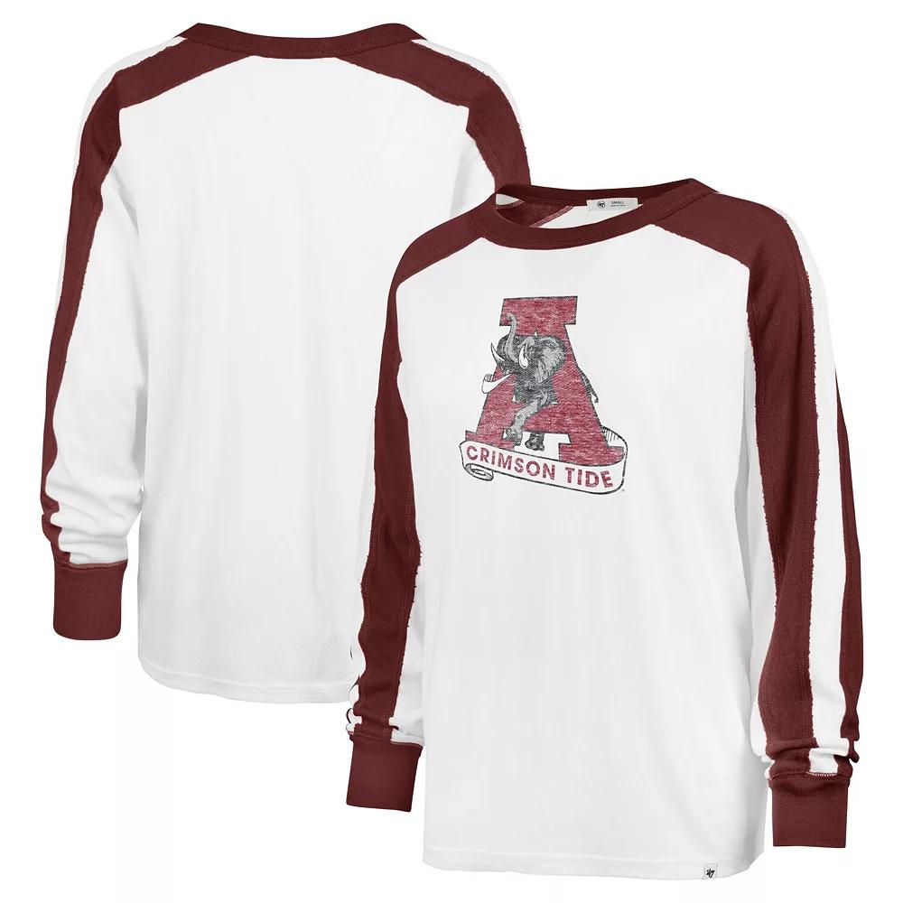Women's '47 White Alabama Crimson Tide Premier Caribou Raglan Long Sleeve T-Shirt, Size: Medium Product Image