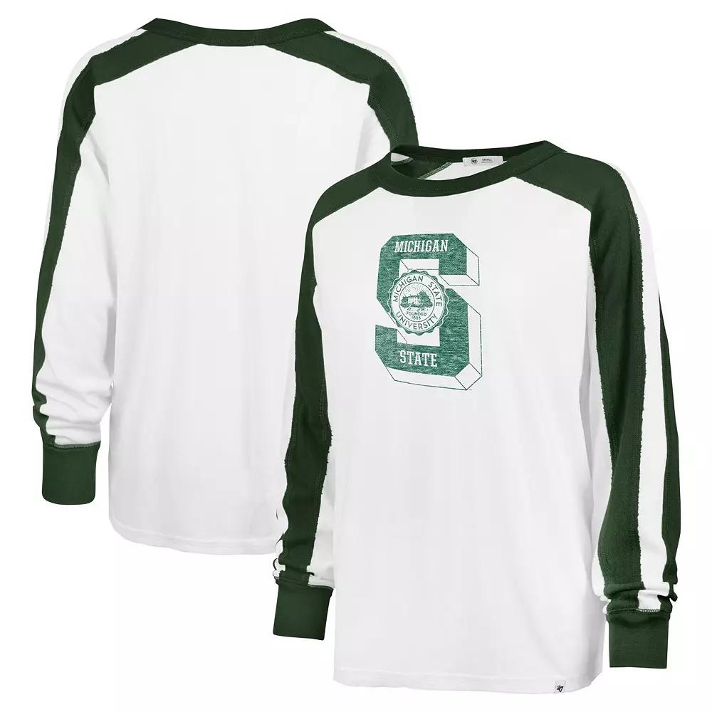Women's '47 White Michigan State Spartans Premier Caribou Raglan Long Sleeve T-Shirt, Size: Small Product Image