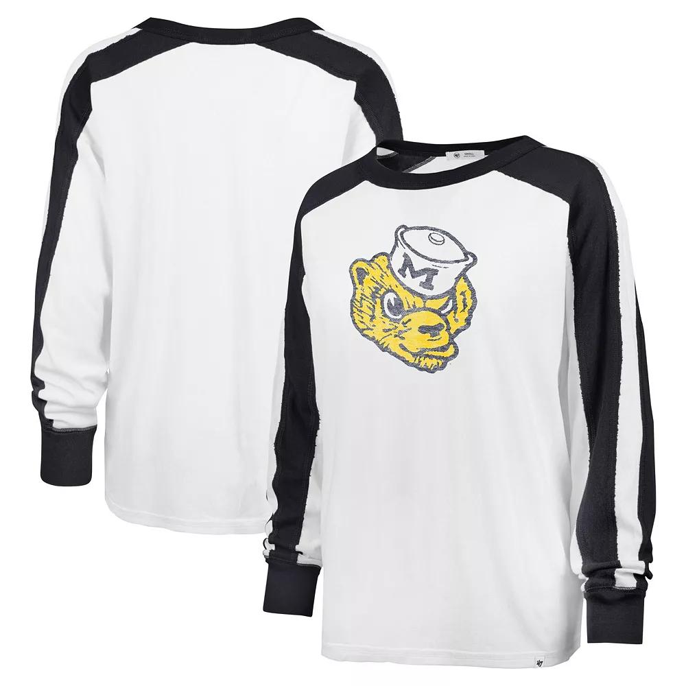 Women's '47 White Michigan Wolverines Premier Caribou Long Sleeve T-Shirt,  Product Image