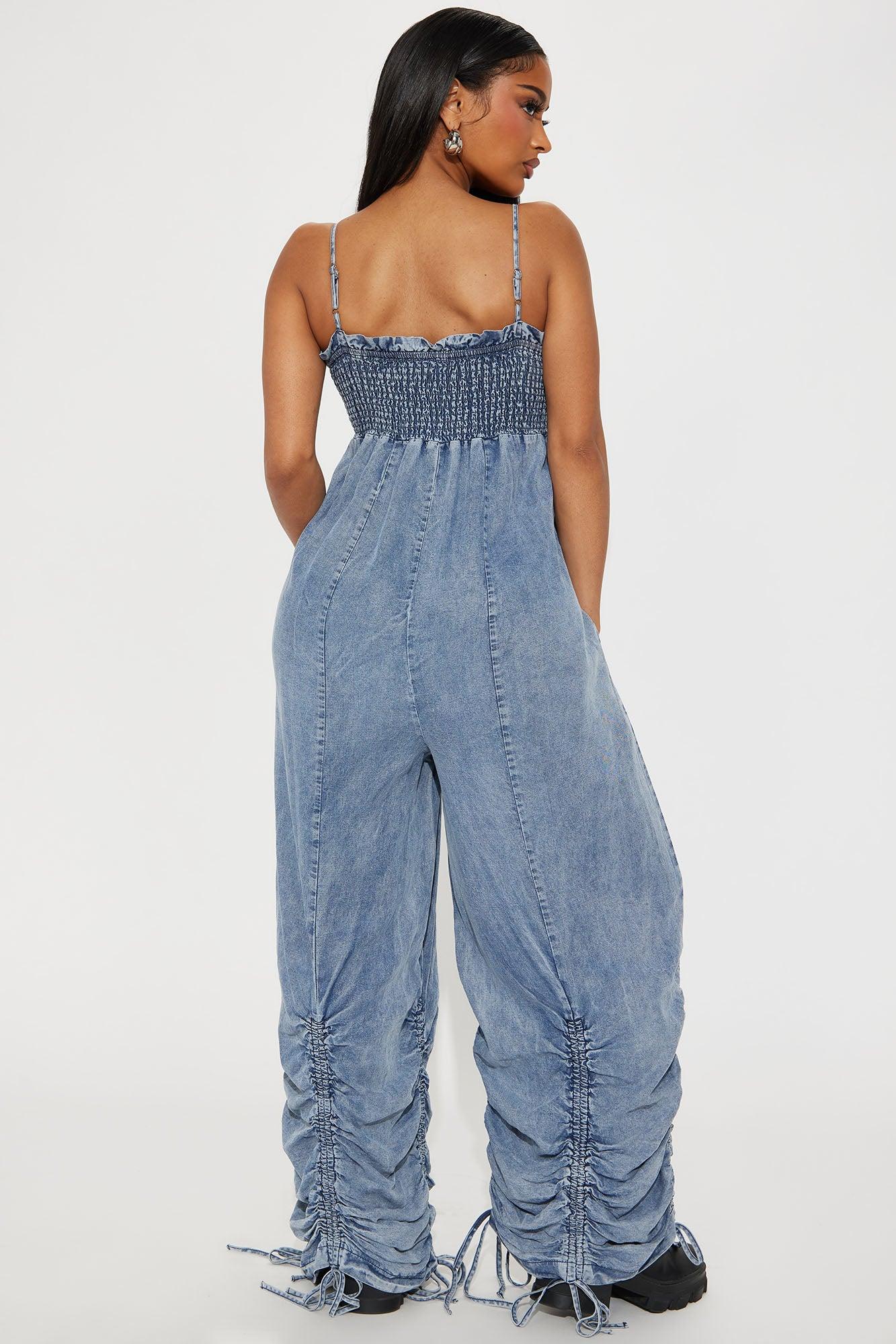 Vera Chambray Jumpsuit - Medium Wash Product Image