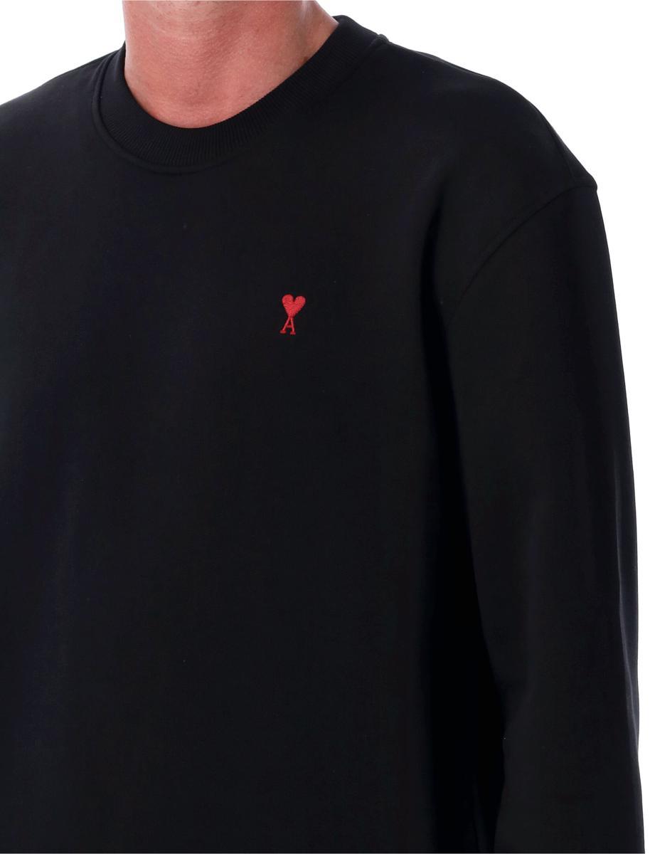 AMI ALEXANDRE MATTIUSSI Ami Classic Black Sweater With Round Neckline And Emblem Detail Product Image