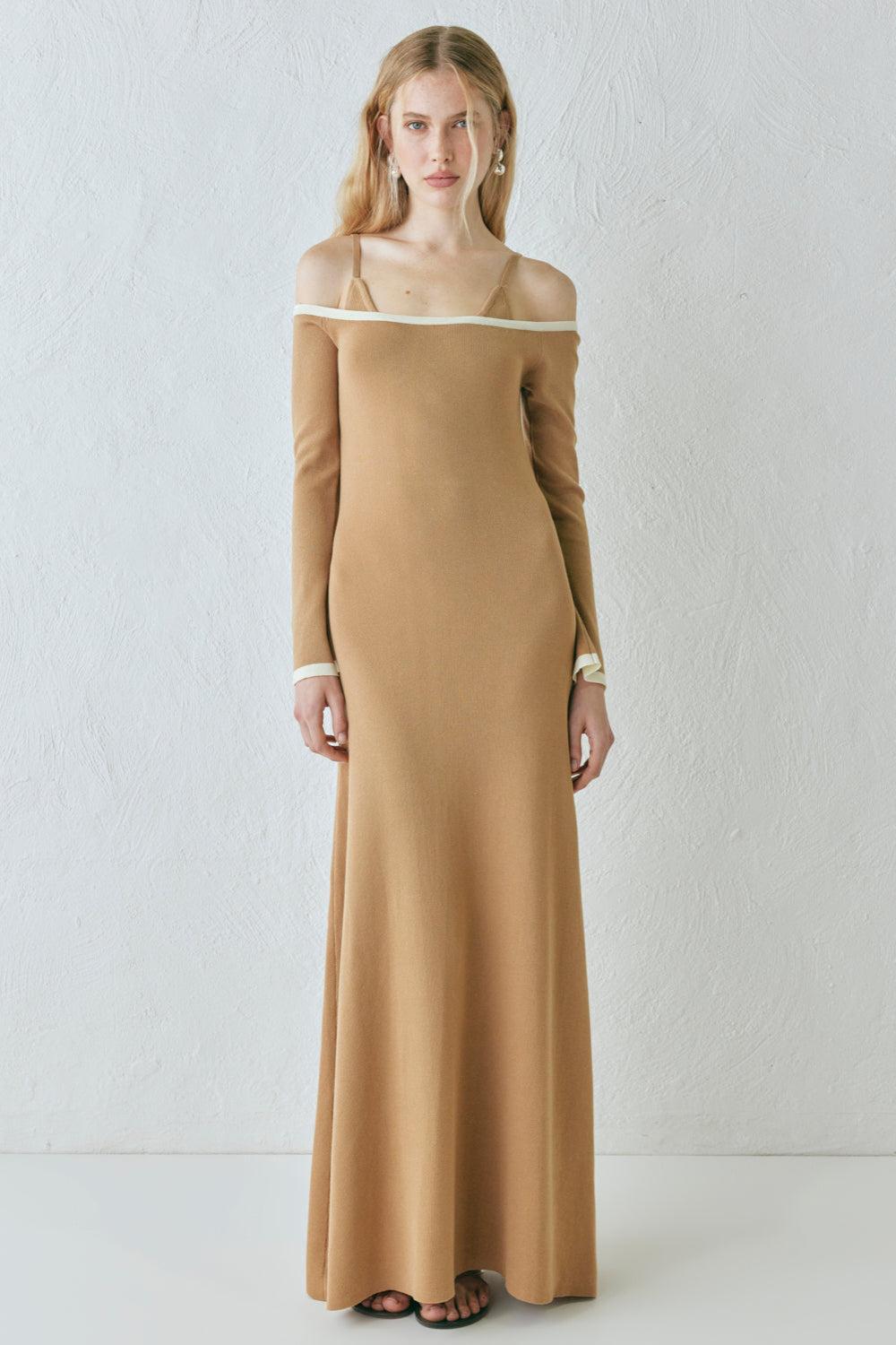 Marlee Knit Maxi Dress Tan Product Image