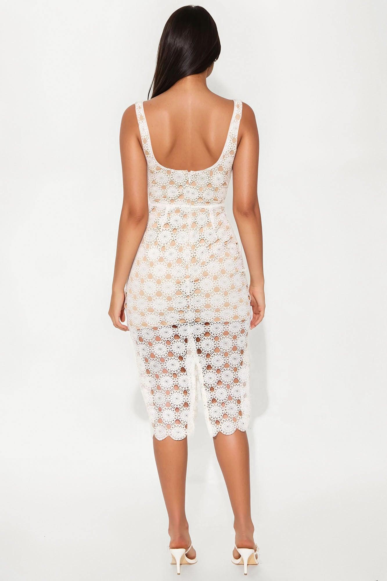 By The Sea Crochet Midi Dress - White Female Product Image