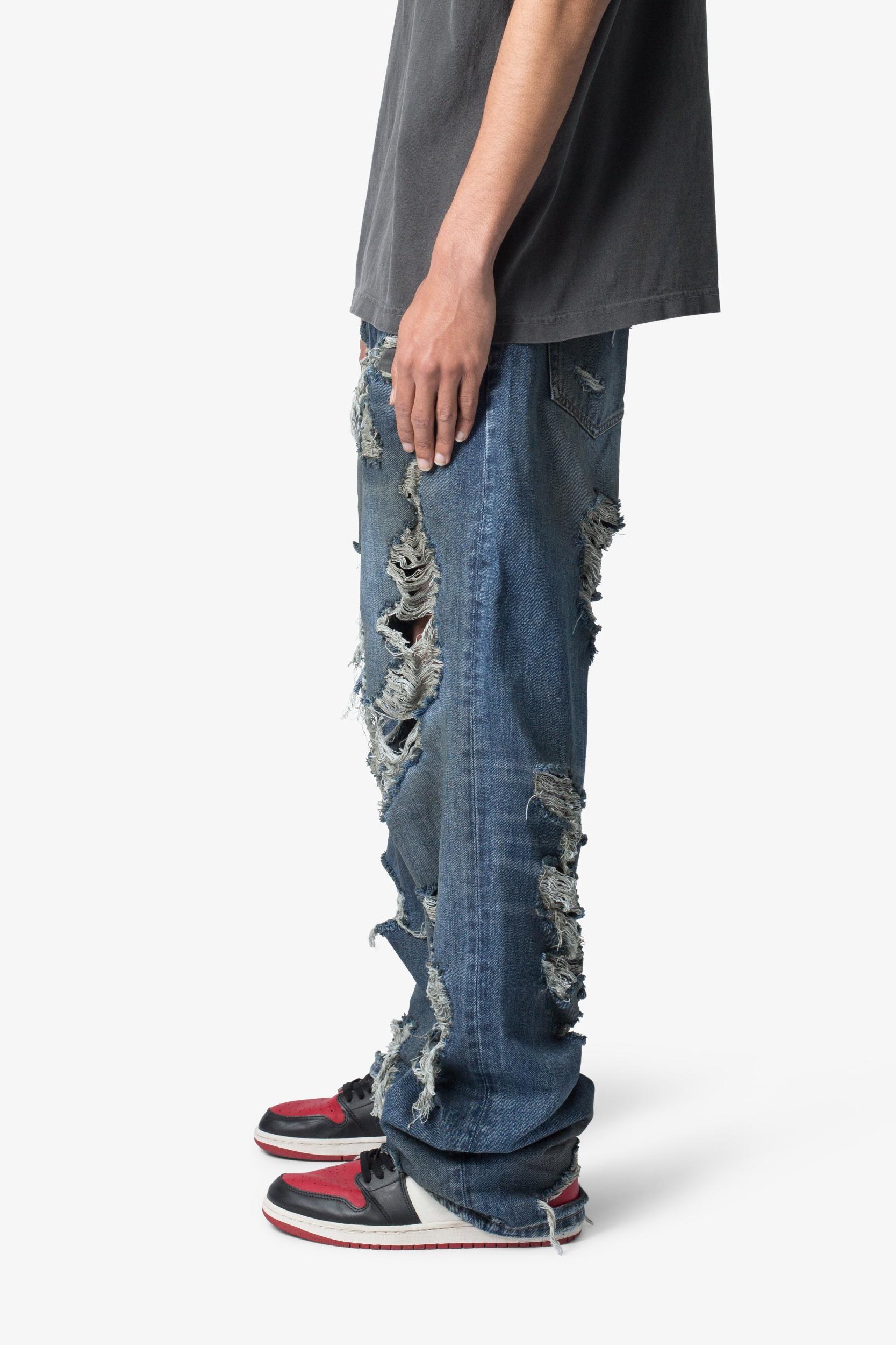 Ultra Baggy Decimated Denim - Blue Product Image