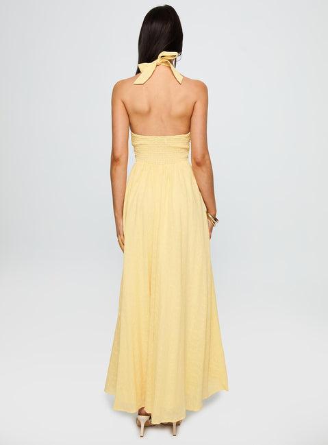 Summer State Halter Maxi Dress Yellow Product Image