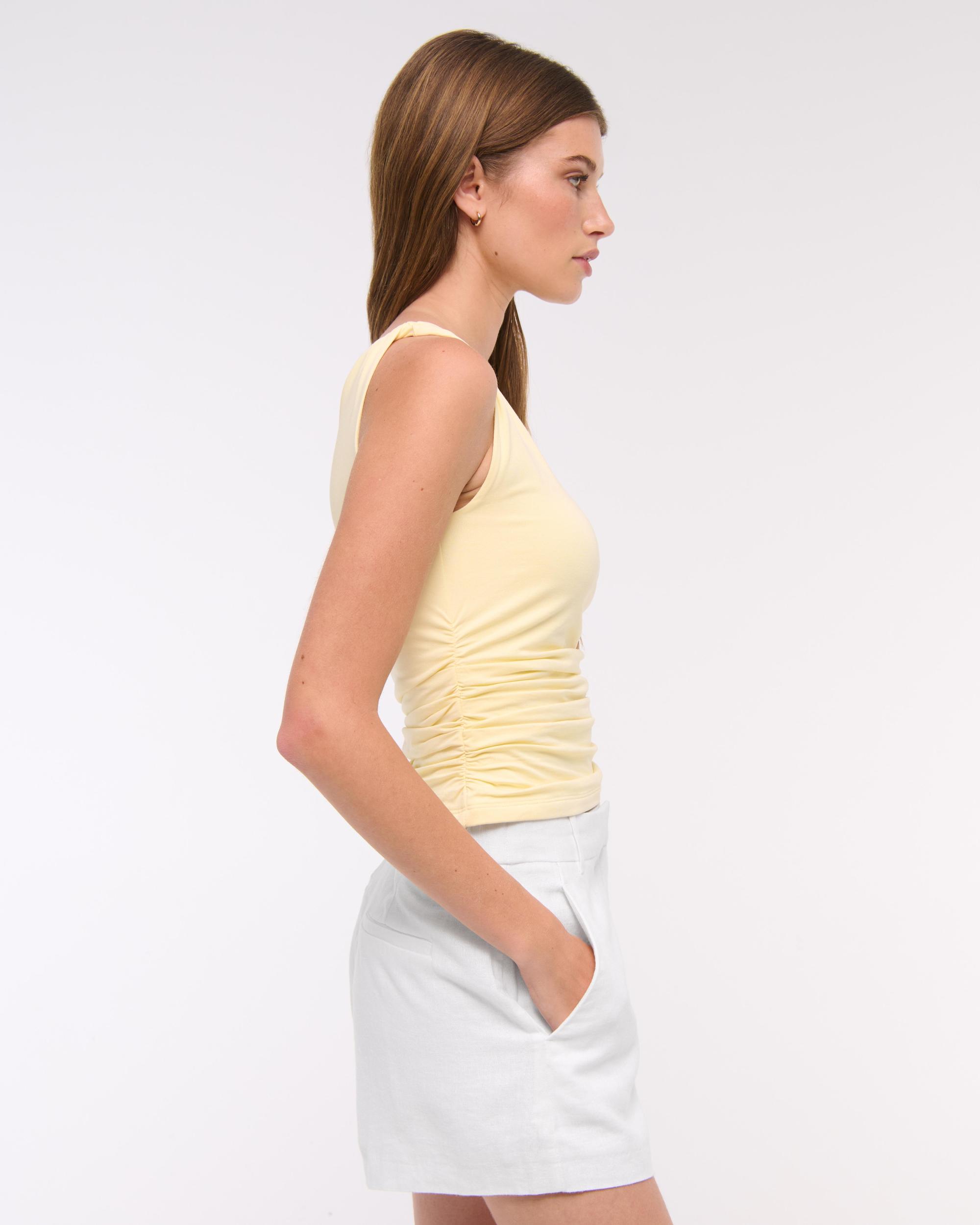 Curve Love A&F Sloane Tailored Linen-Blend Short Product Image