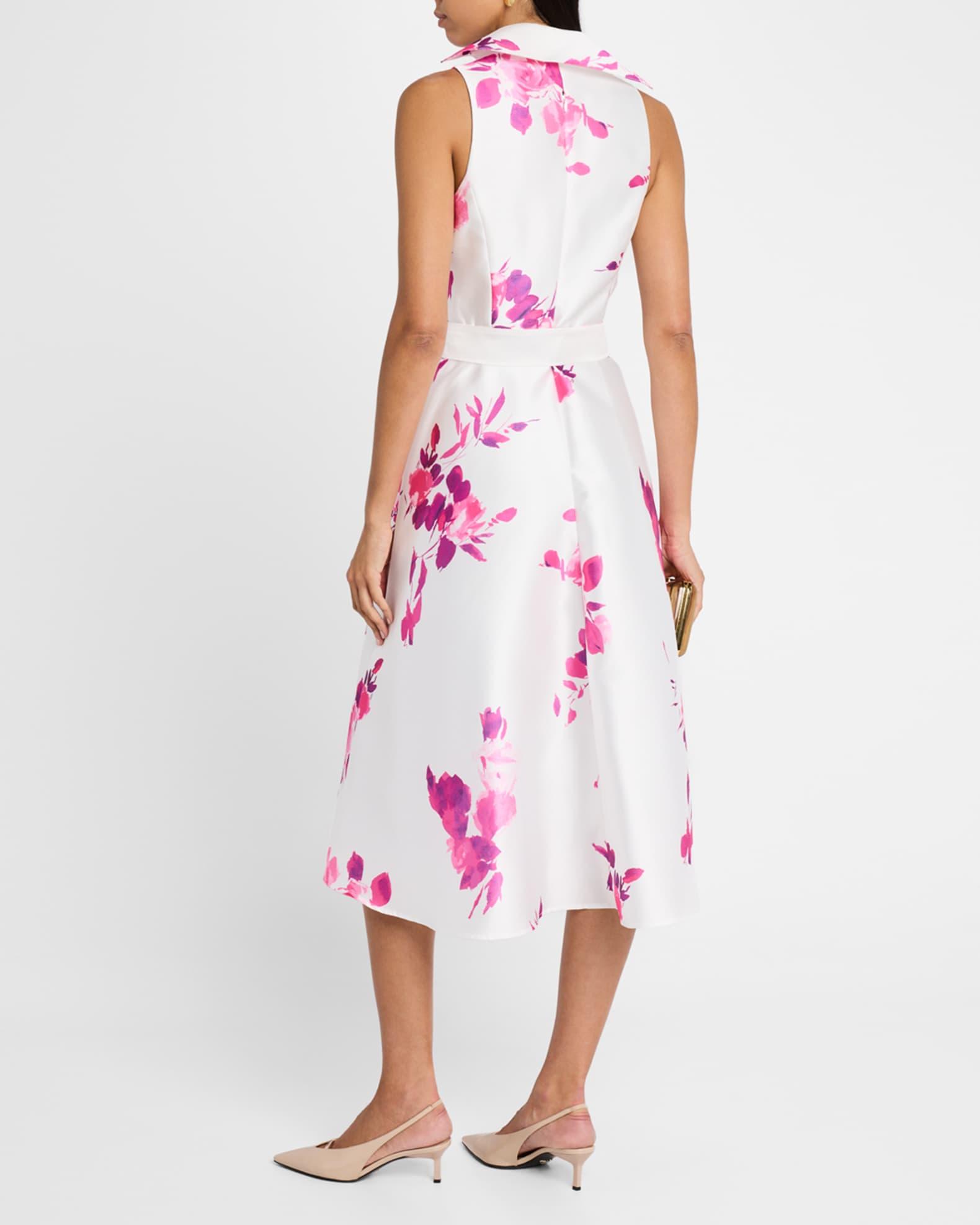 Sleeveless Floral-Print Pique Midi Shirtdress Product Image