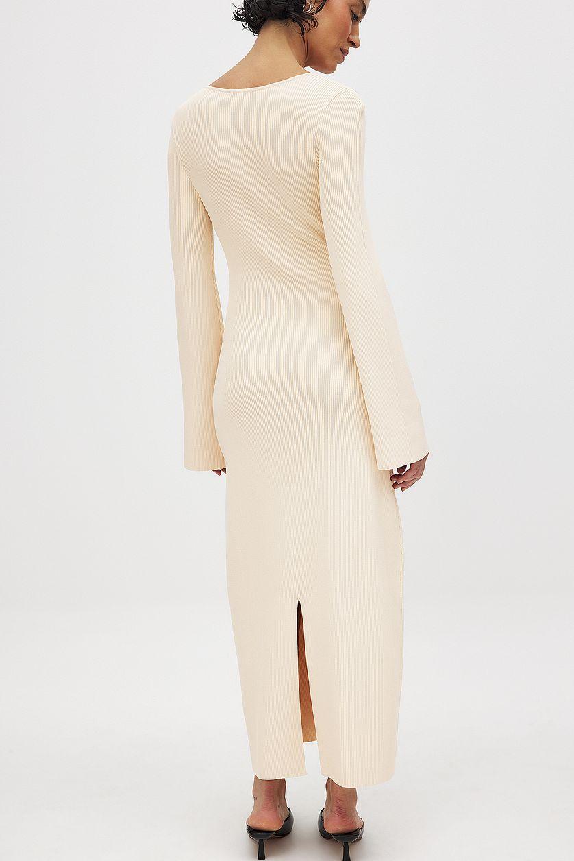 Fine Knitted Trumpet Sleeve Midi Dress Product Image