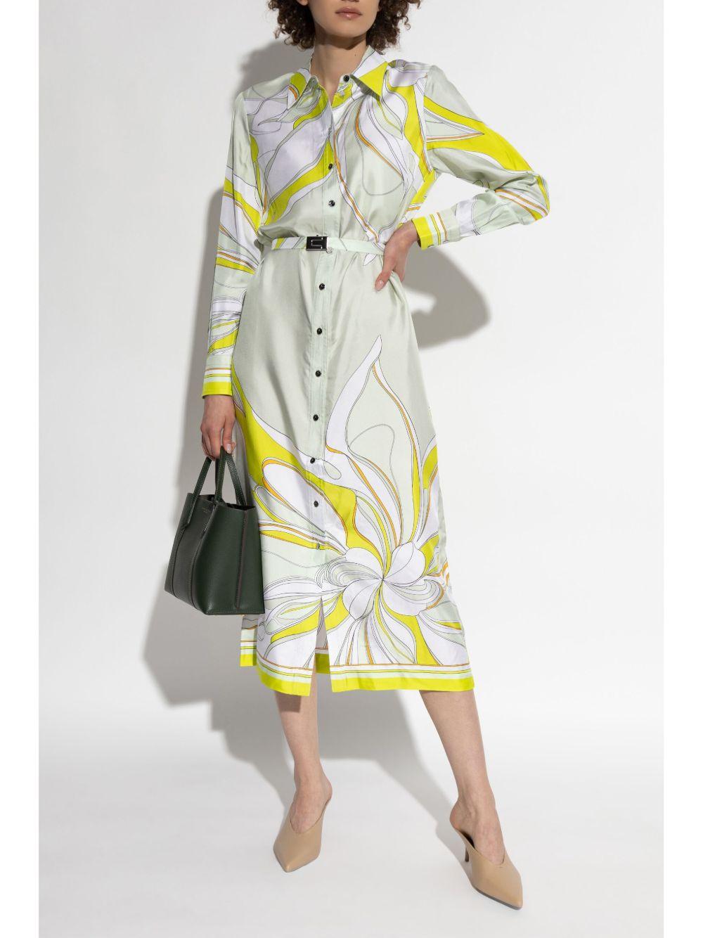 printed silk shirt dress Product Image