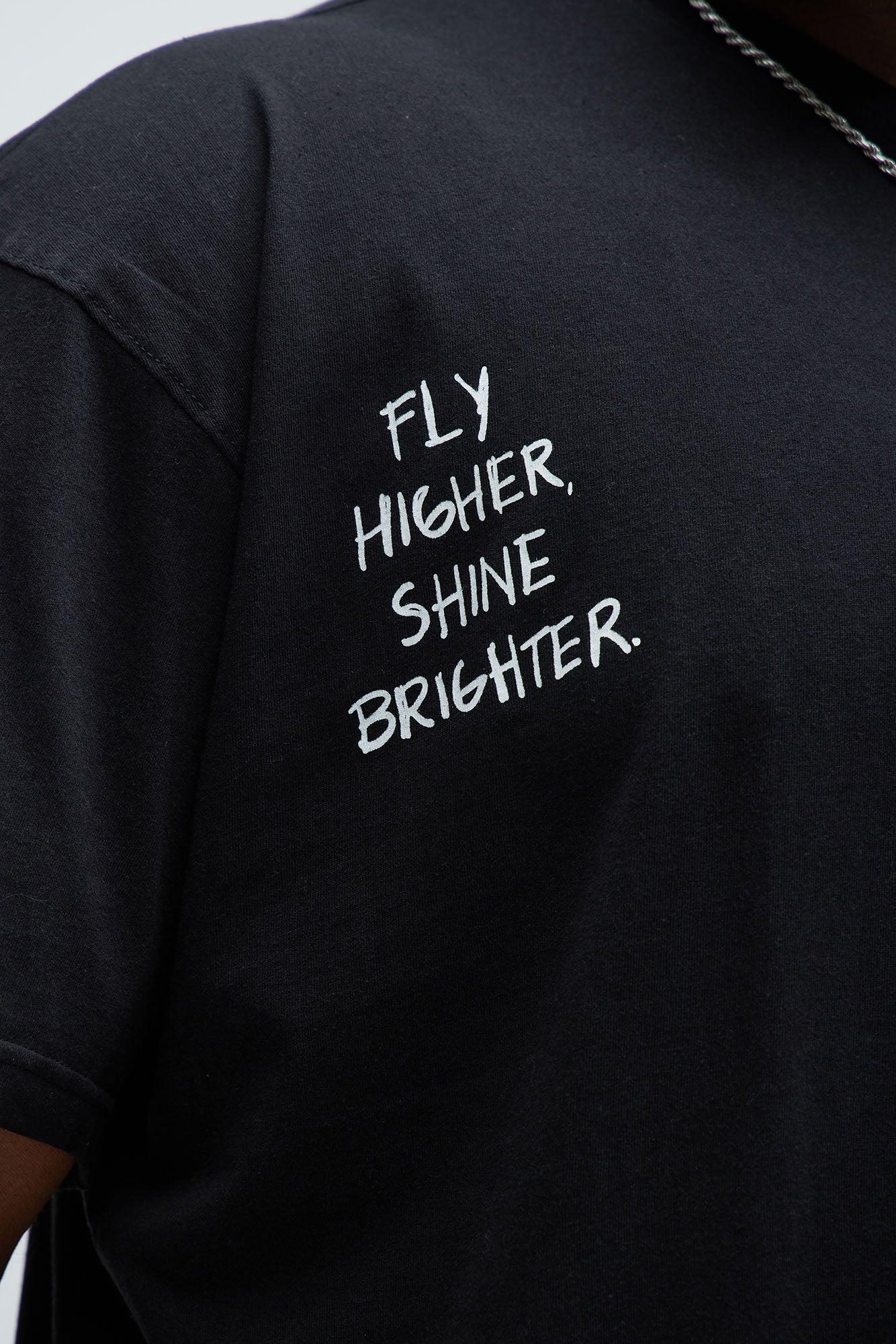 Fly Higher Shine Brighter Short Sleeve Tee - Black Product Image