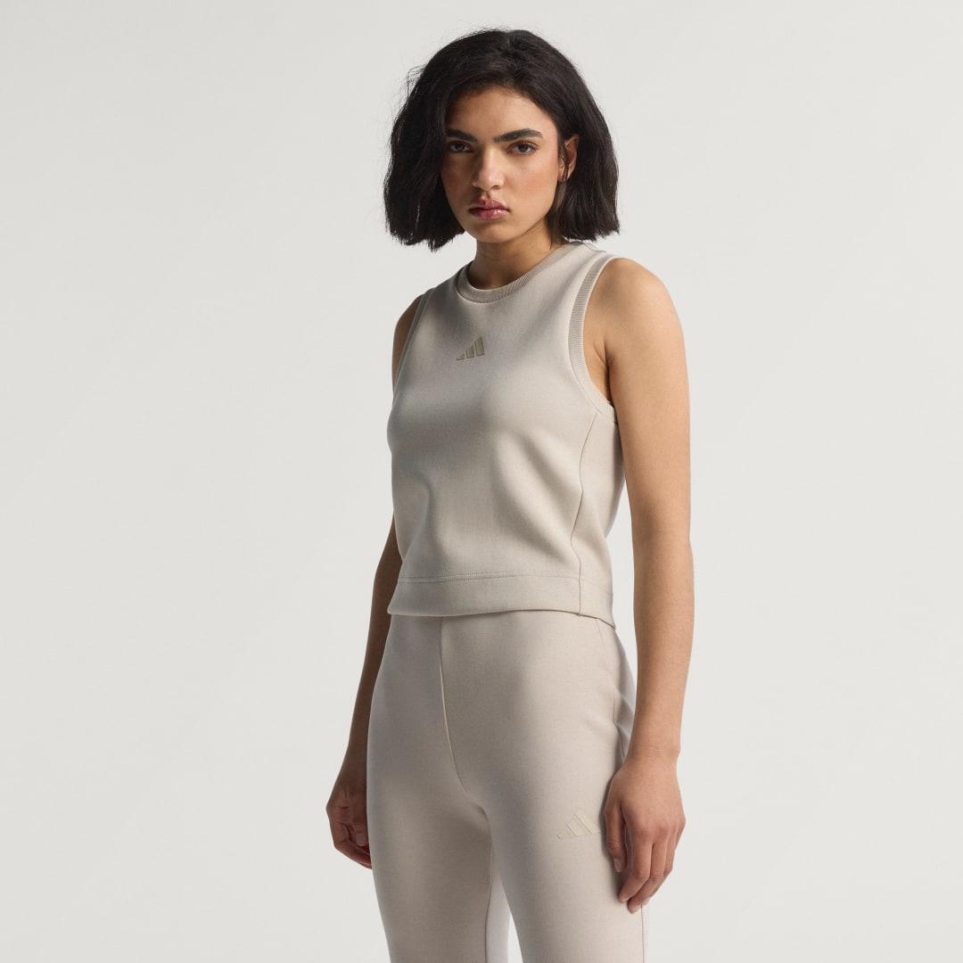 adidas Soft Lux Tank Off White XS Womens Product Image