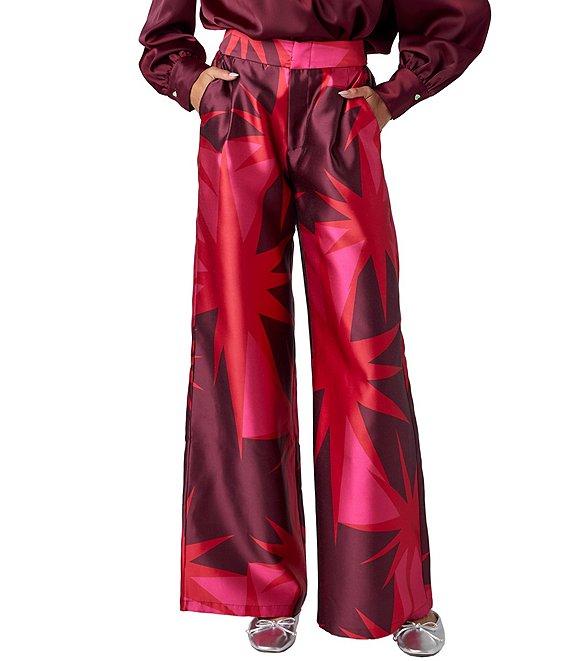 CROSBY by Mollie Burch Cora Faille Abstract Print High Rise Flat Front Wide Leg Full Length Trouser Product Image