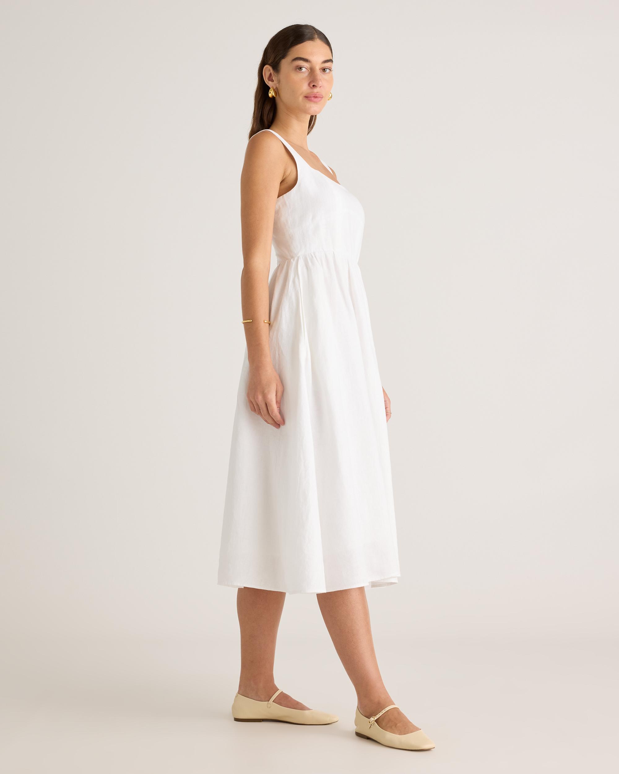 Quince | Women's 100% European Linen Fit & Flare Midi Dress Product Image