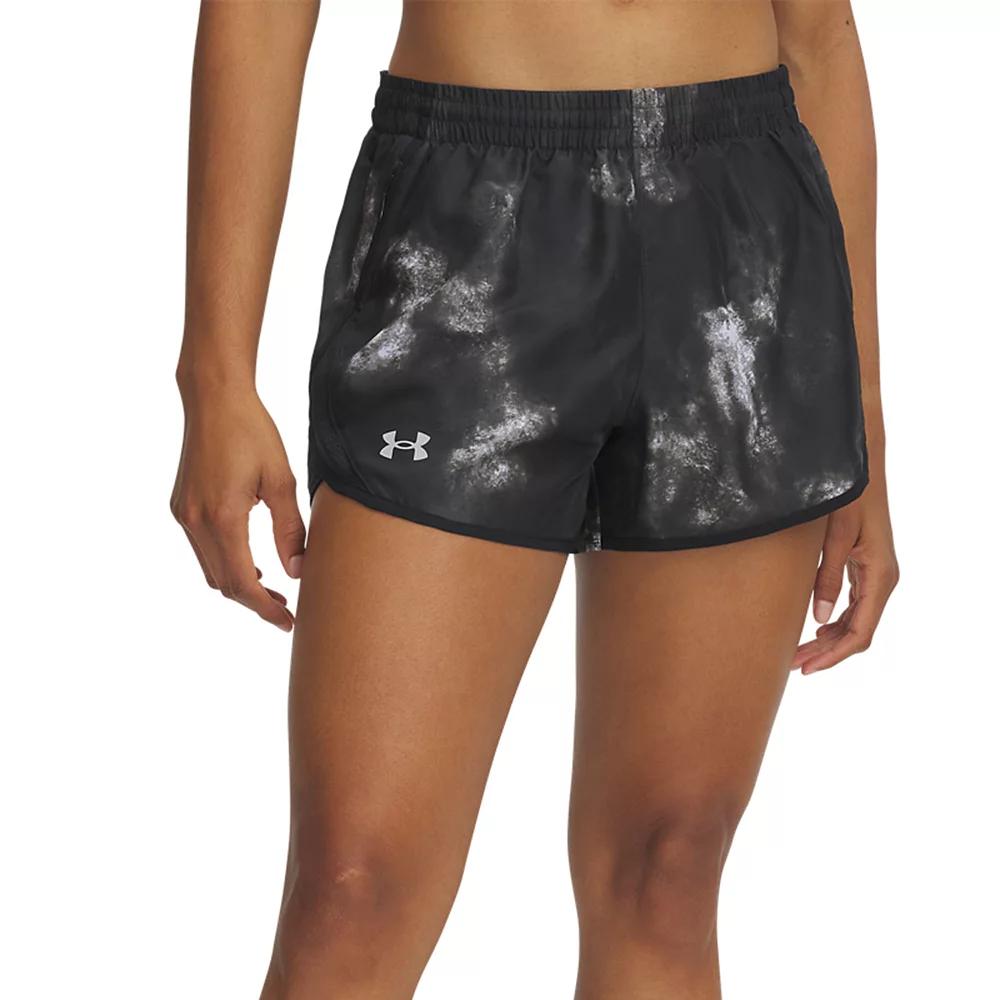 Women's Under Armour Fly-By Printed Shorts, Size: Large, Black Reflective Product Image