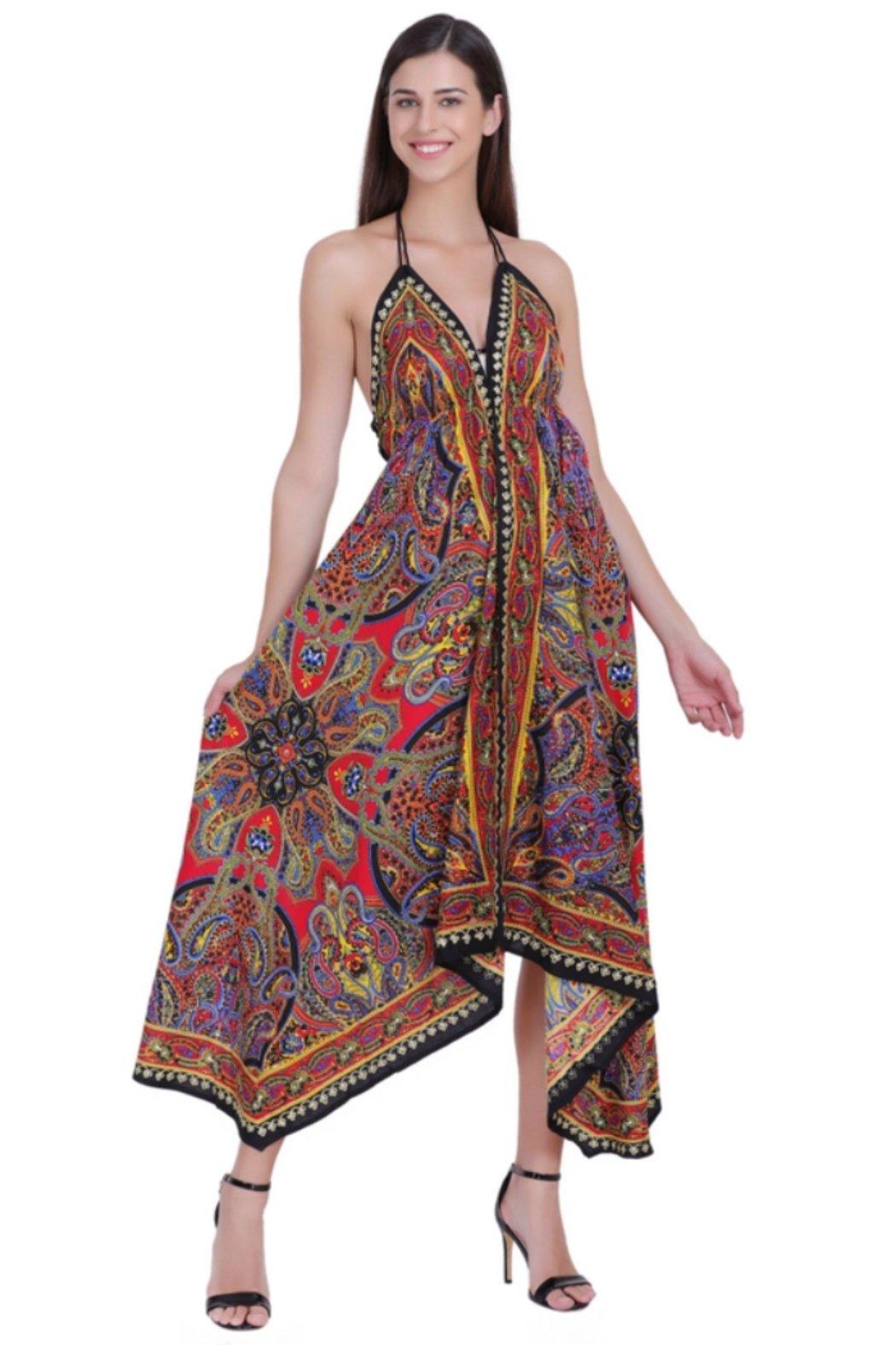 Paisley Print Halter-Style Scarf Dress Product Image