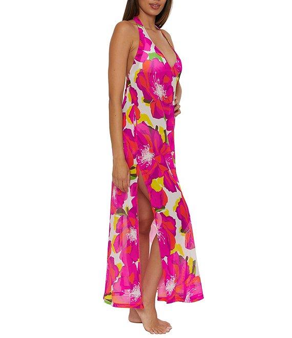 Trina Turk Bloom Mesh Halter Neck Maxi Dress Swim Cover-Up Product Image