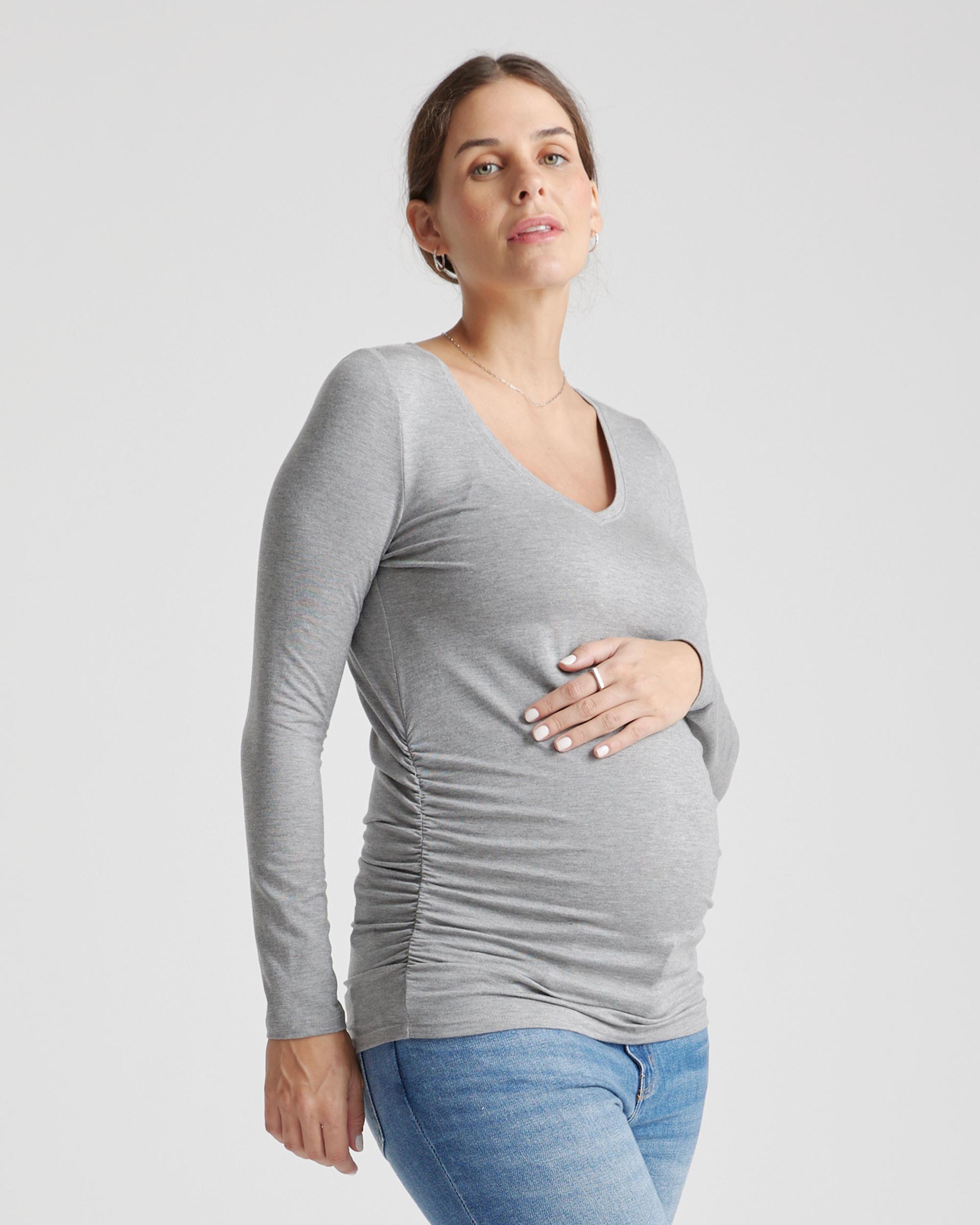 Quince | Women's Tencel Jersey Maternity Ruched Long Sleeve T-Shirt 2-Pack Lenzing Modal Product Image