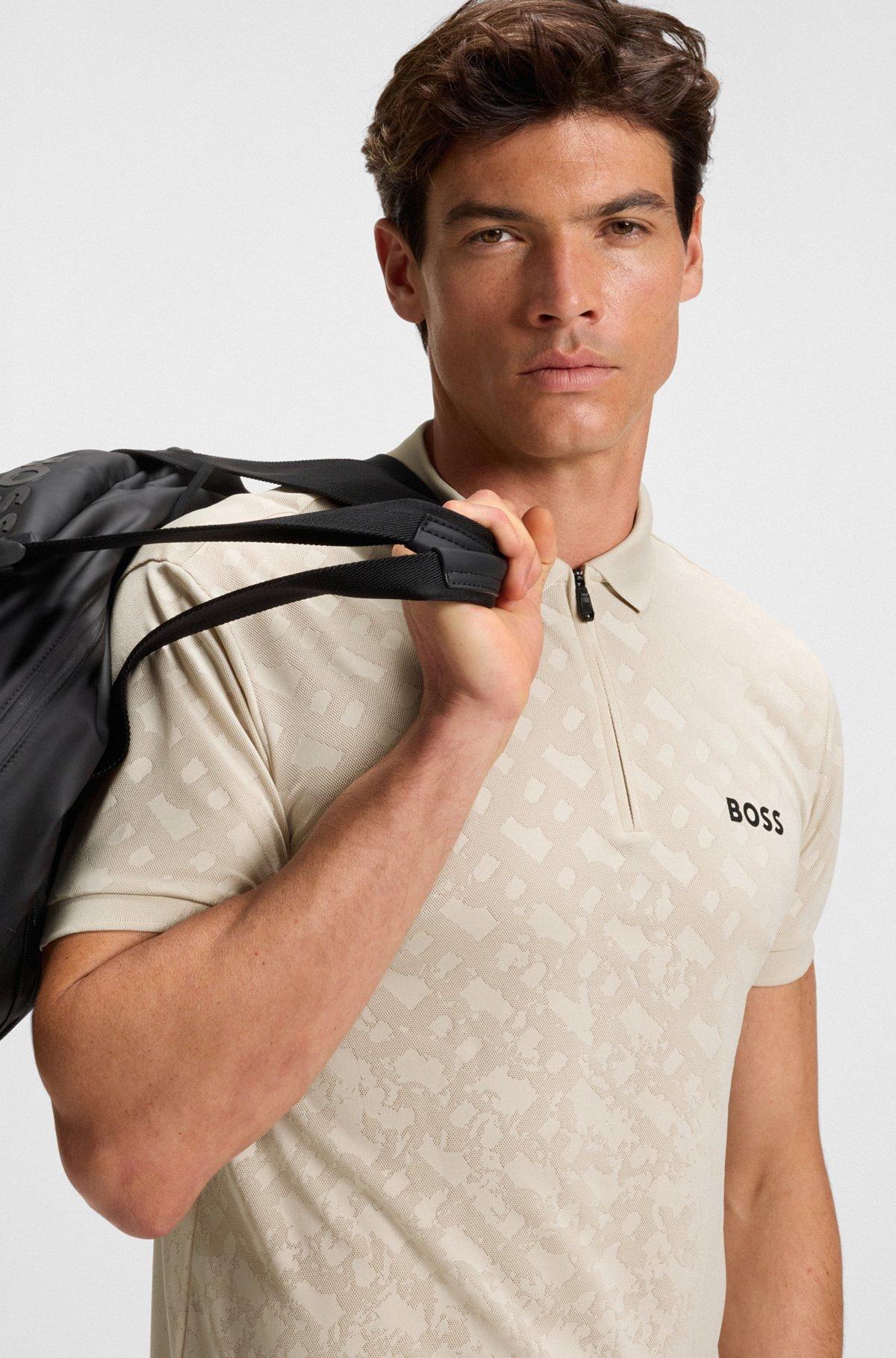 Active quick-dry polo shirt with gradient monogram jacquard Product Image