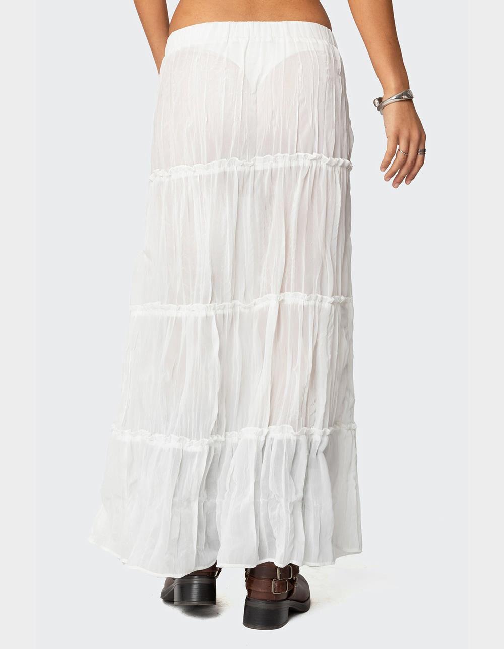 EDIKTED Tai Embroidered Tiered Maxi Skirt - WHITE Product Image