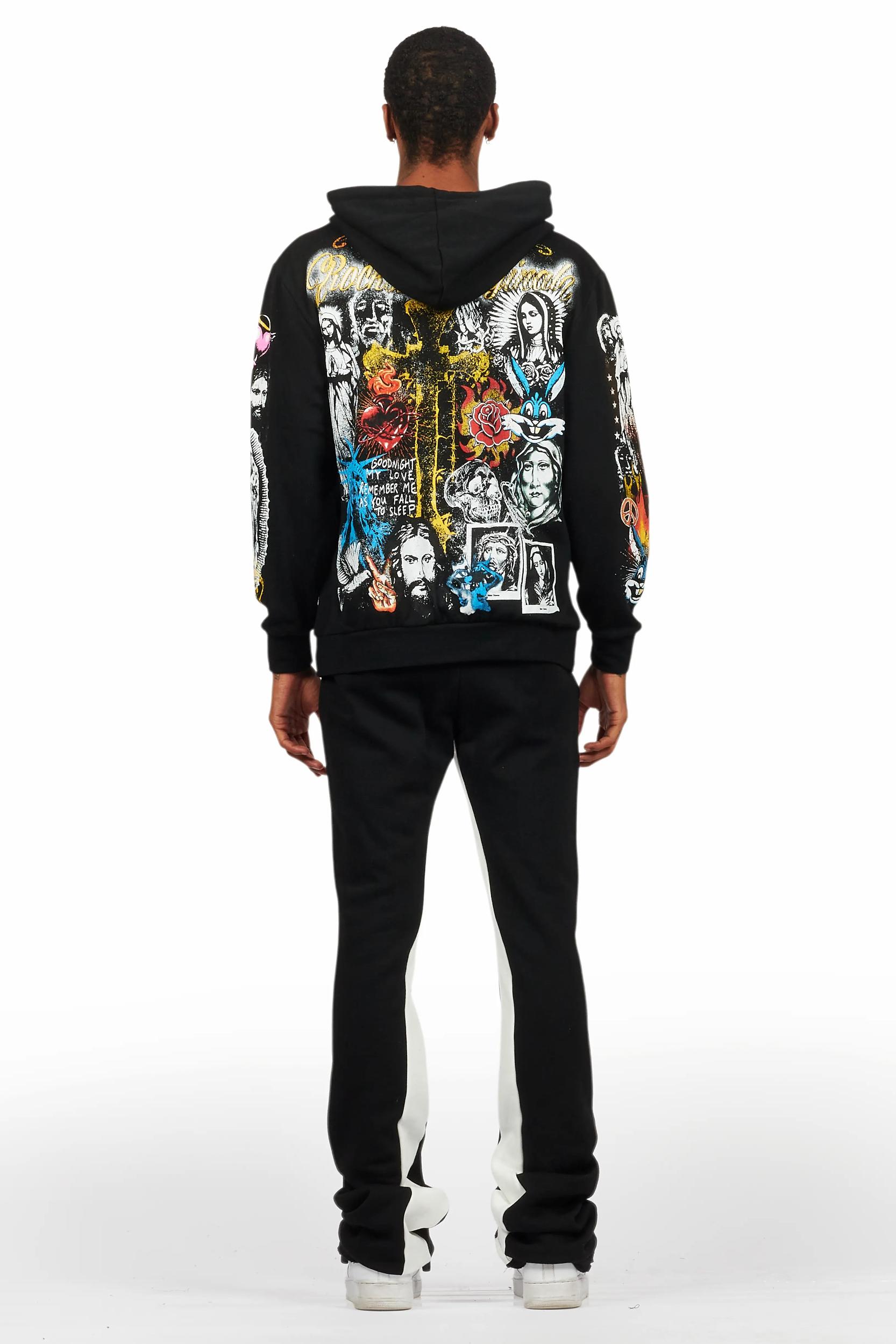 Santos Black Hoodie/Baggy Track Pant Set Male Product Image