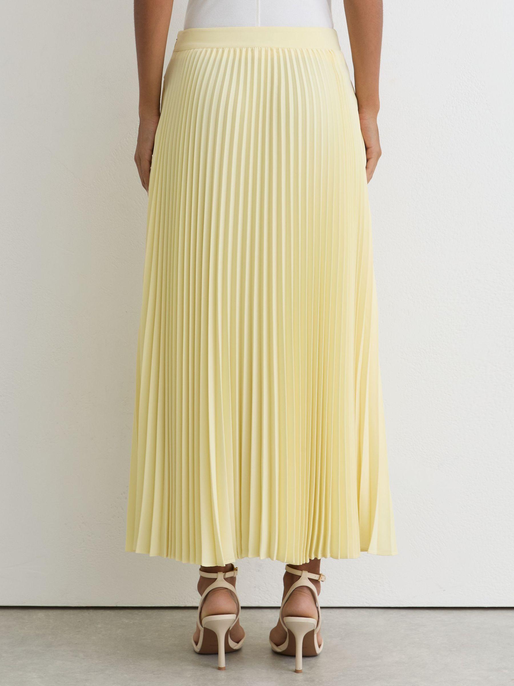 Pleated Belted Midi Skirt in Yellow Product Image